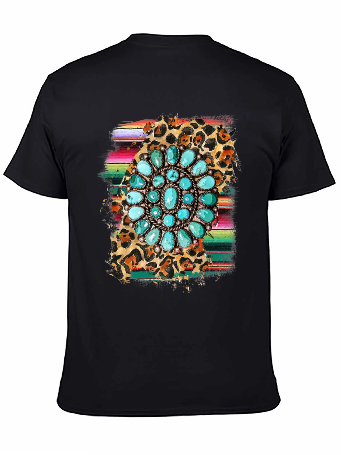Turquoise Blossom Graphic Tee - Western Style