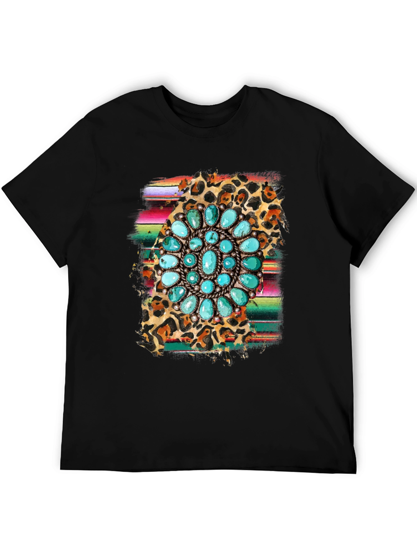 Turquoise Blossom Graphic Tee - Western Style