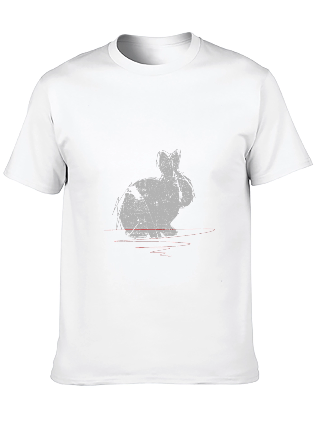 Grungy Rabbit Print Black Cotton T-Shirt