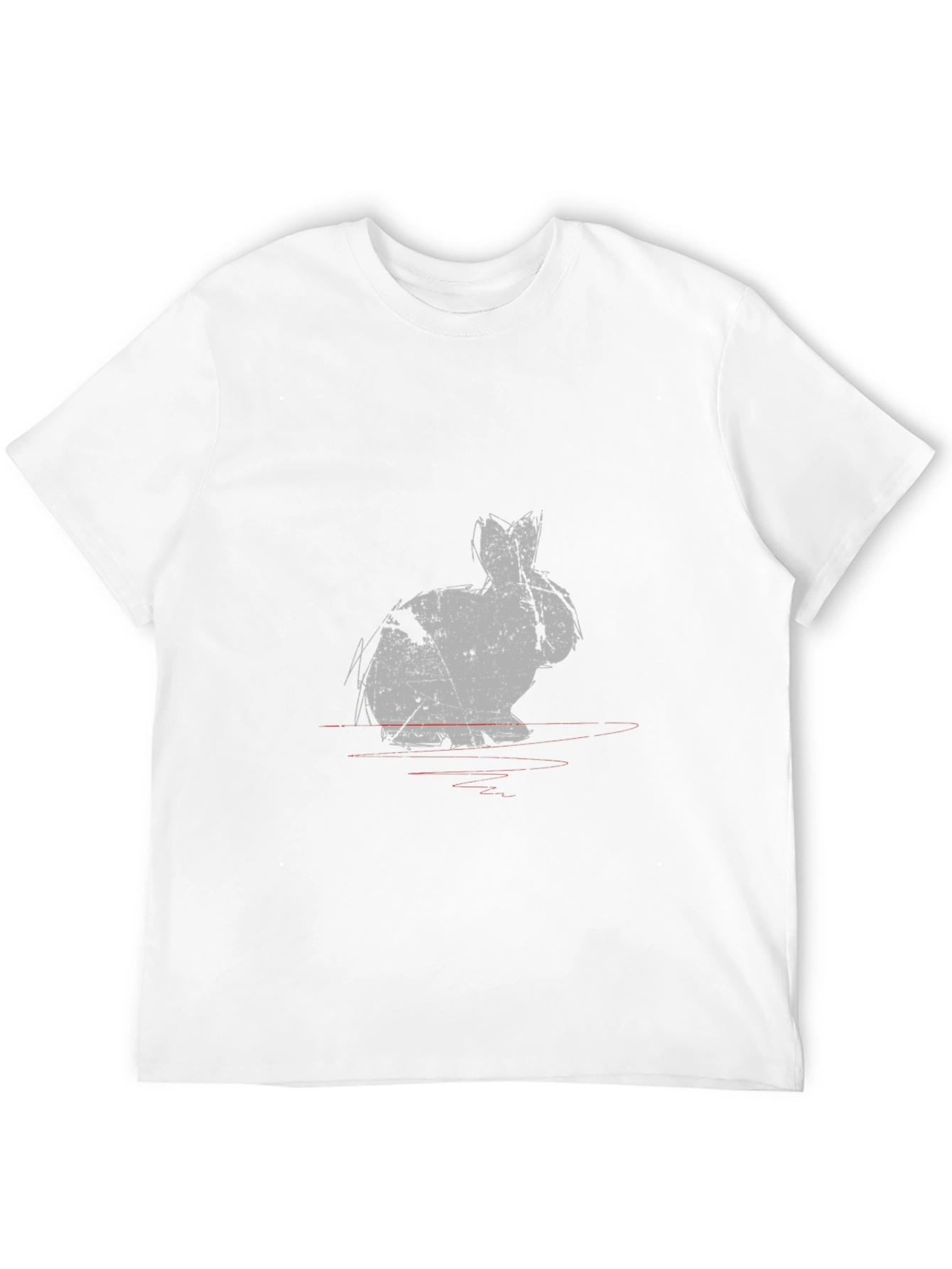 Grungy Rabbit Print Black Cotton T-Shirt