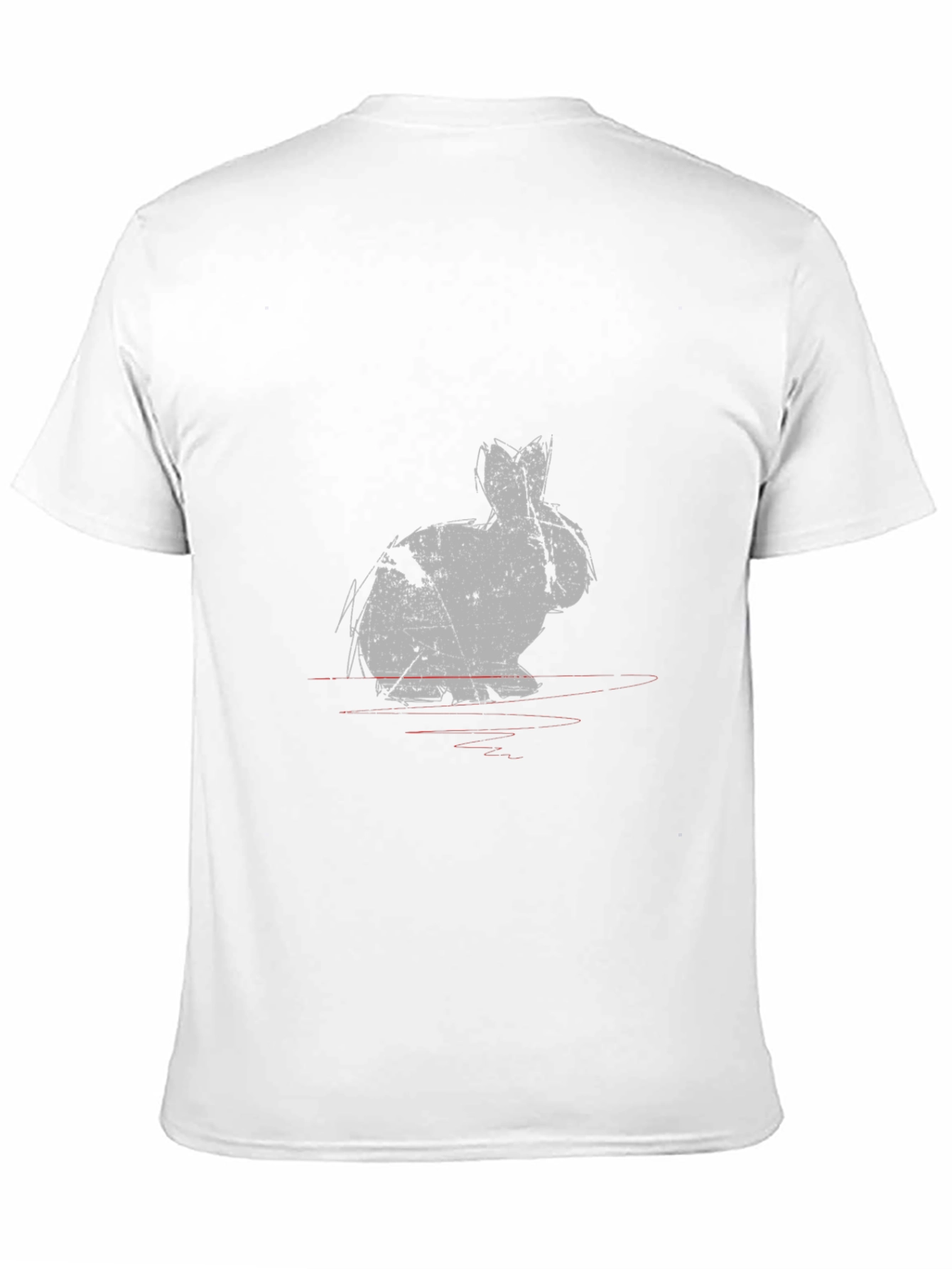Grungy Rabbit Print Black Cotton T-Shirt