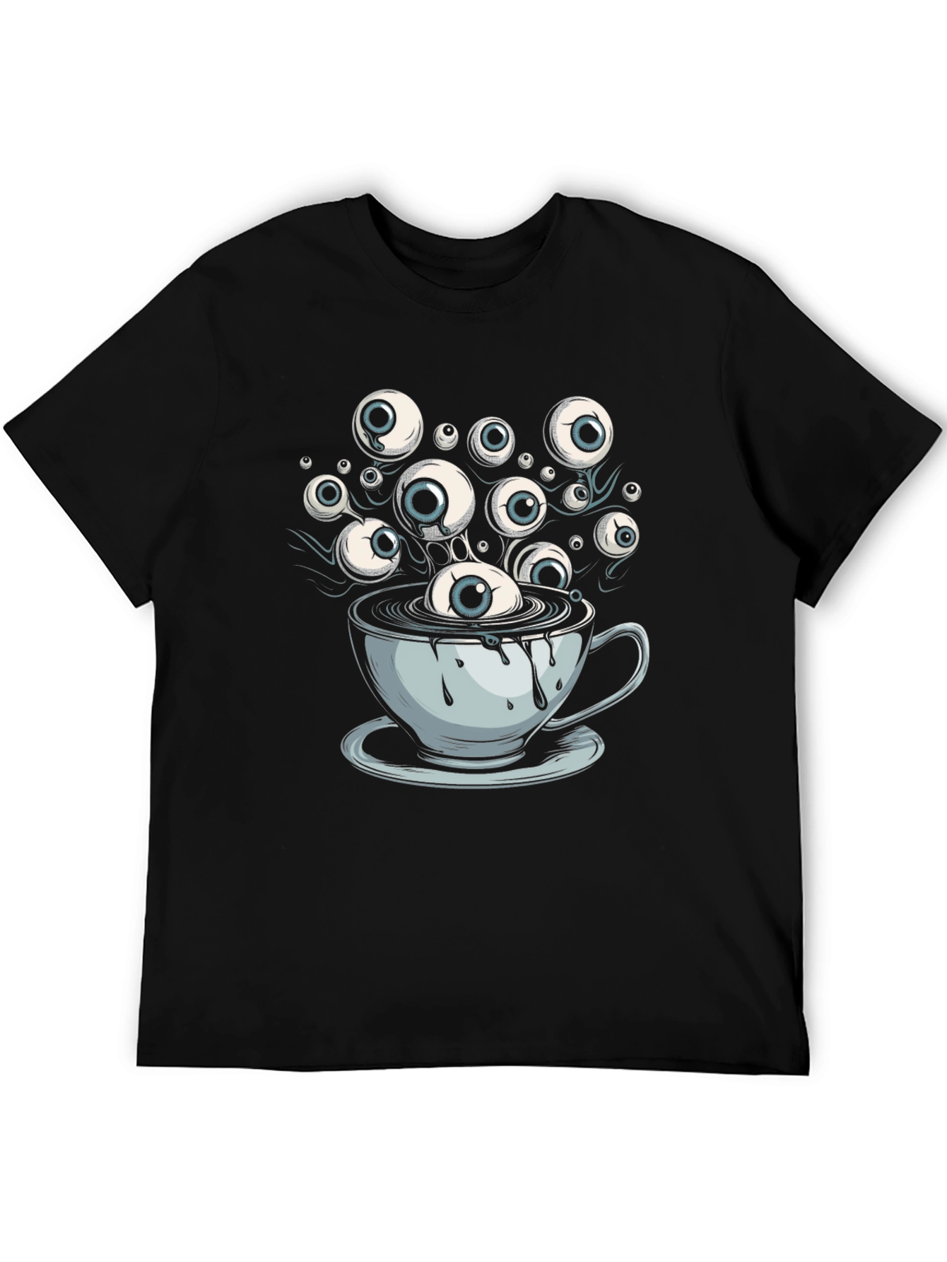 Eyeball Coffee Cup Graphic Tee - Unique Design