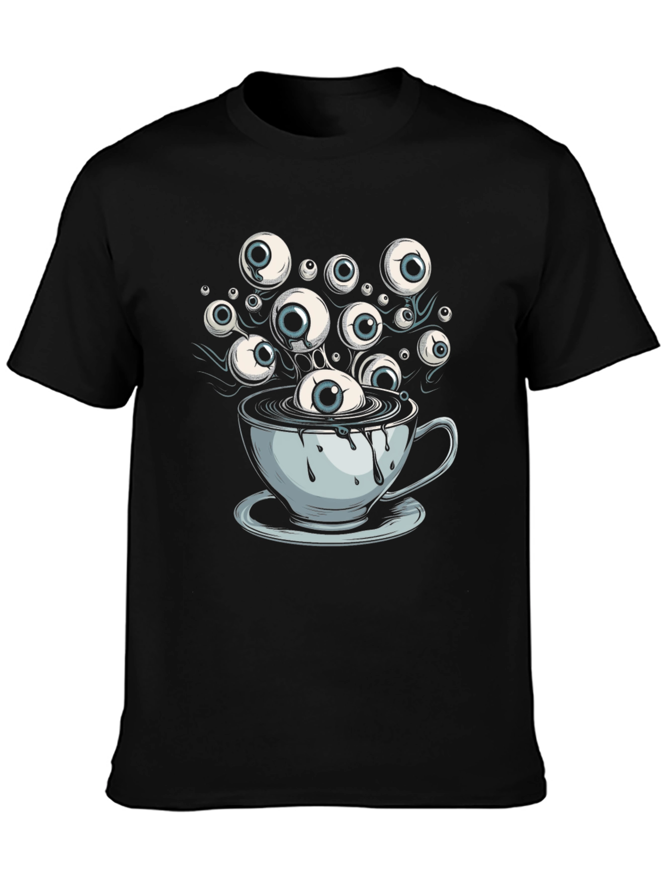 Eyeball Coffee Cup Graphic Tee - Unique Design