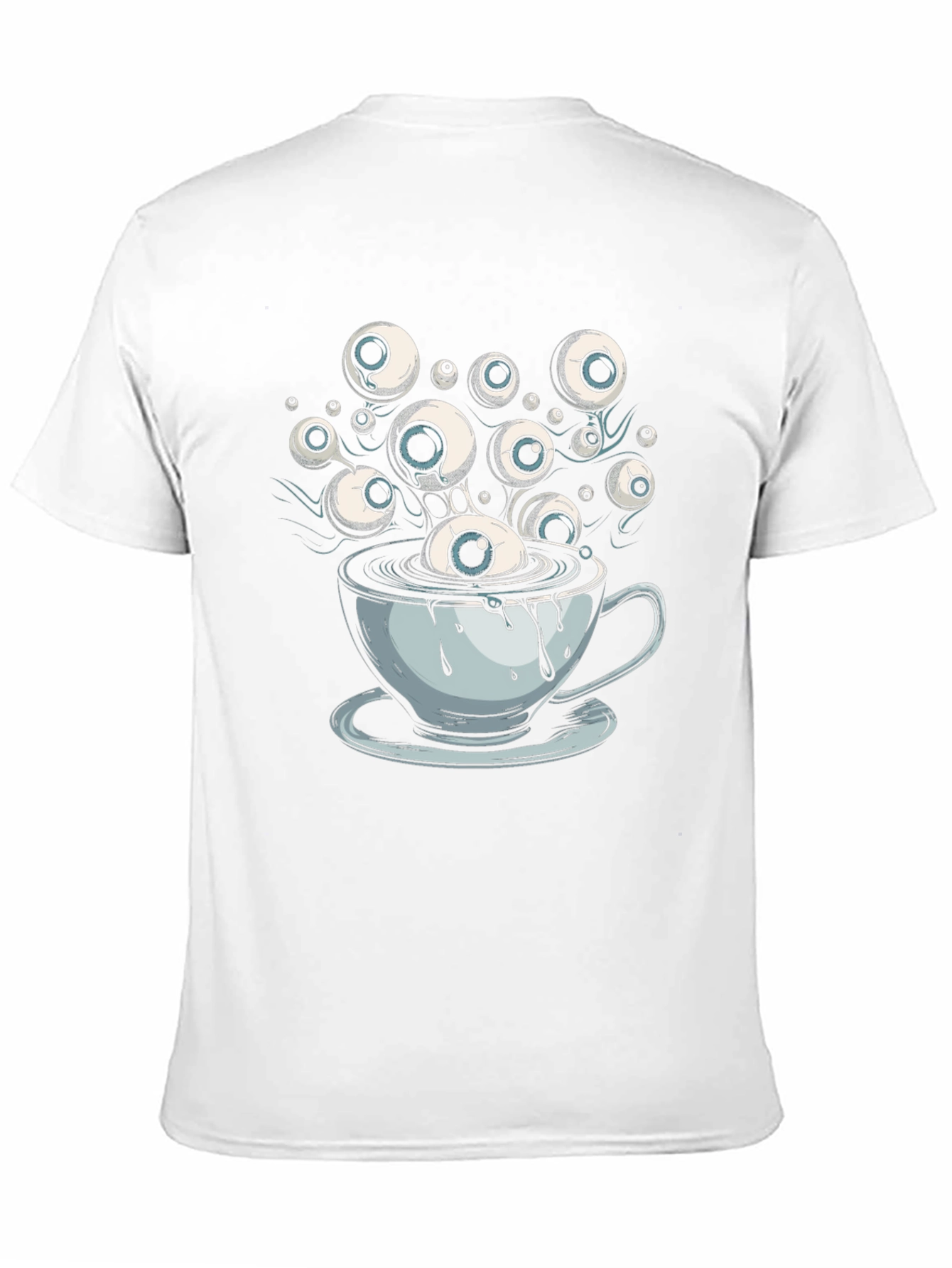 Eyeball Coffee Cup Graphic Tee - Unique Design