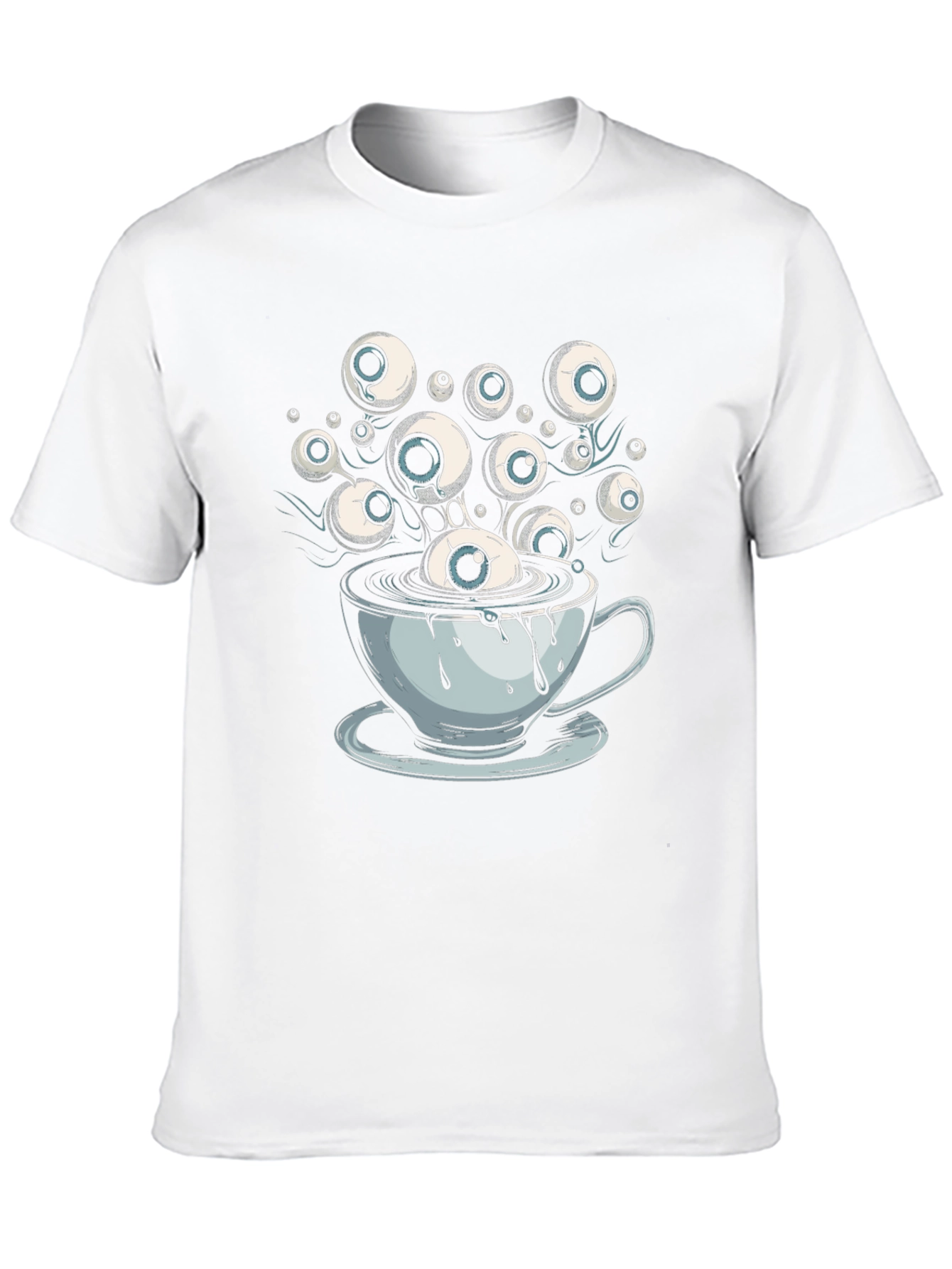 Eyeball Coffee Cup Graphic Tee - Unique Design