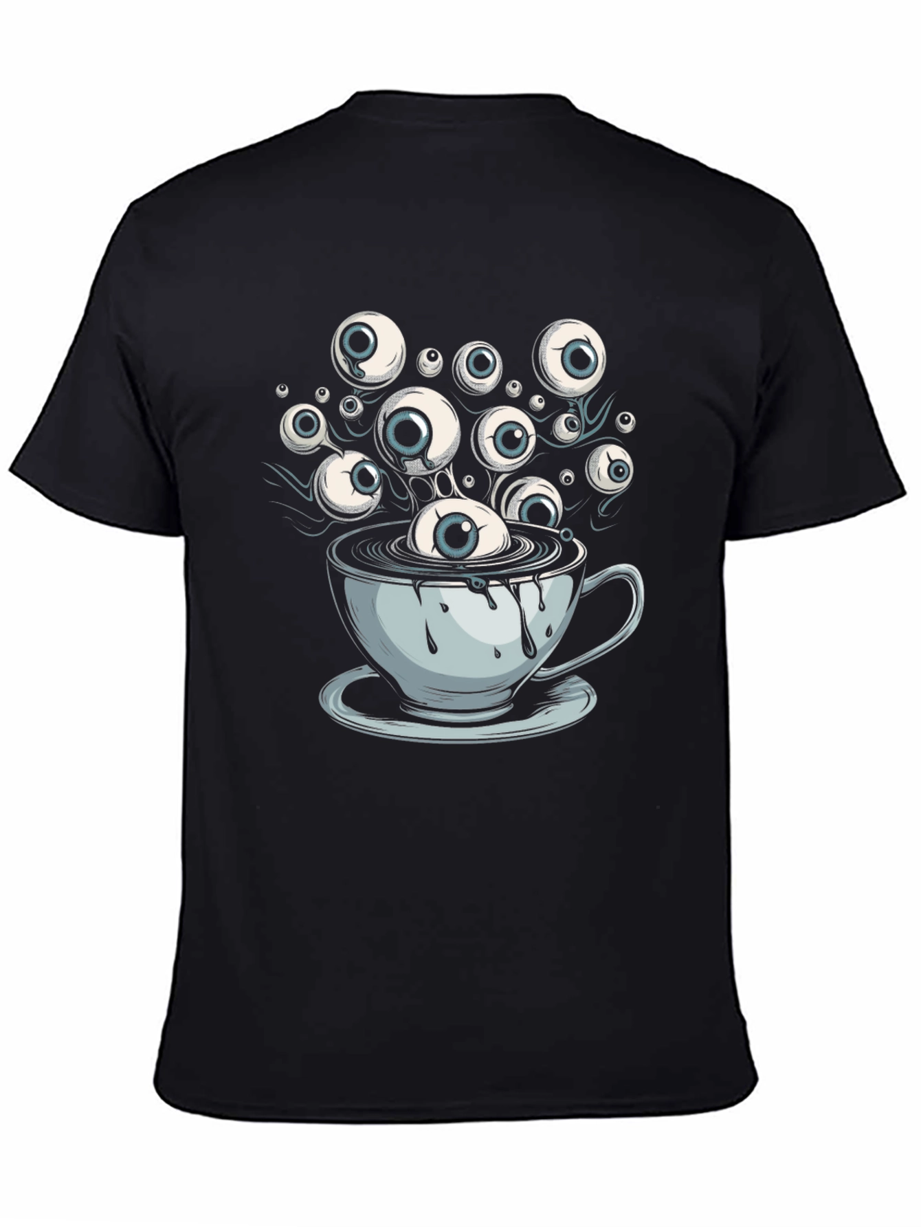 Eyeball Coffee Cup Graphic Tee - Unique Design