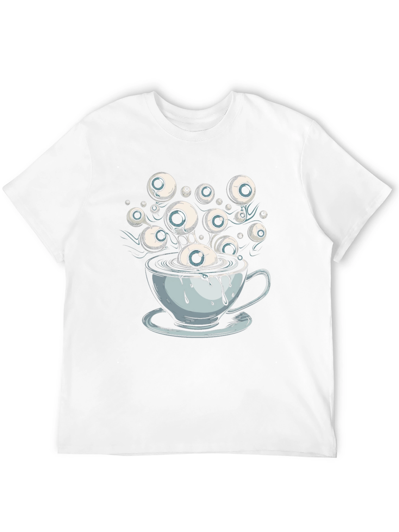 Eyeball Coffee Cup Graphic Tee - Unique Design