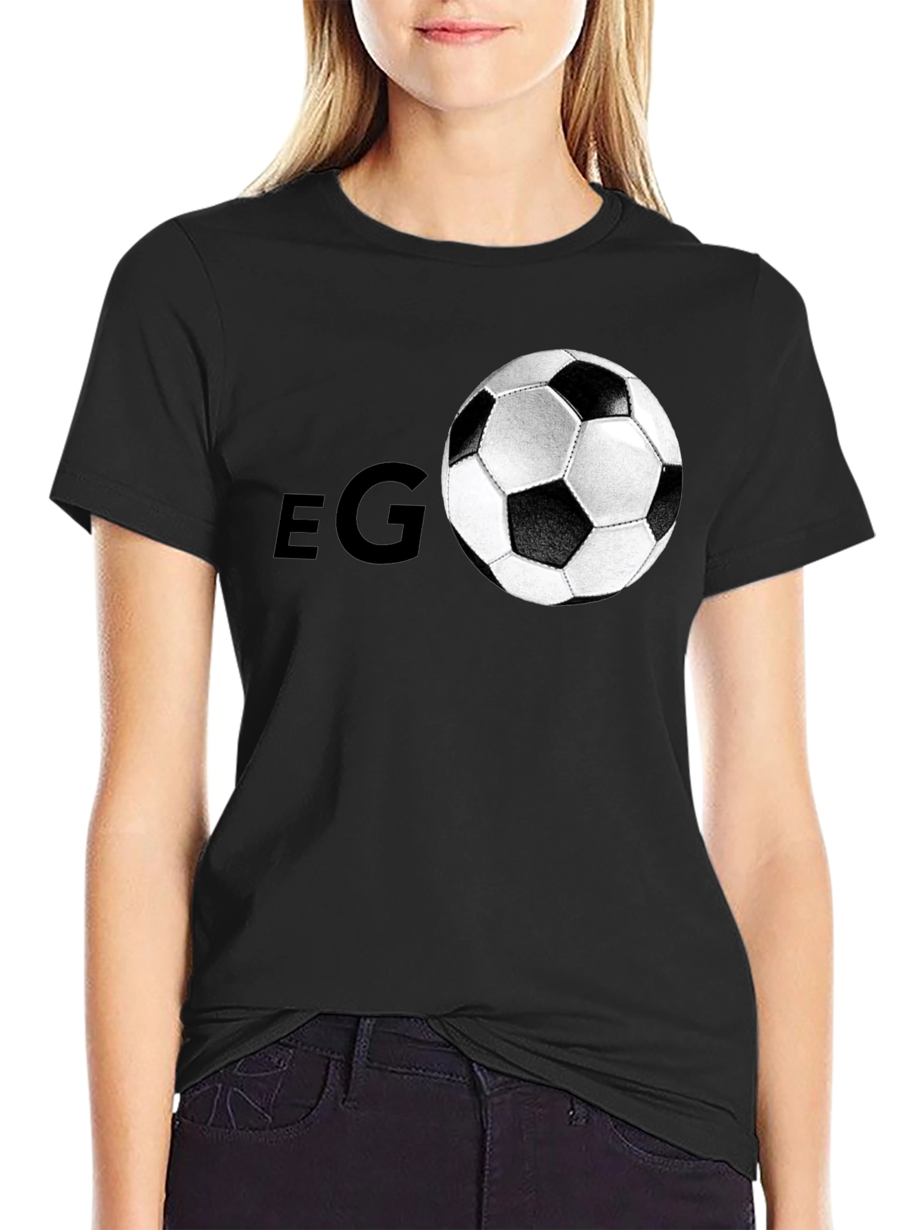 Mens Soccer Ball Graphic Black T-Shirt