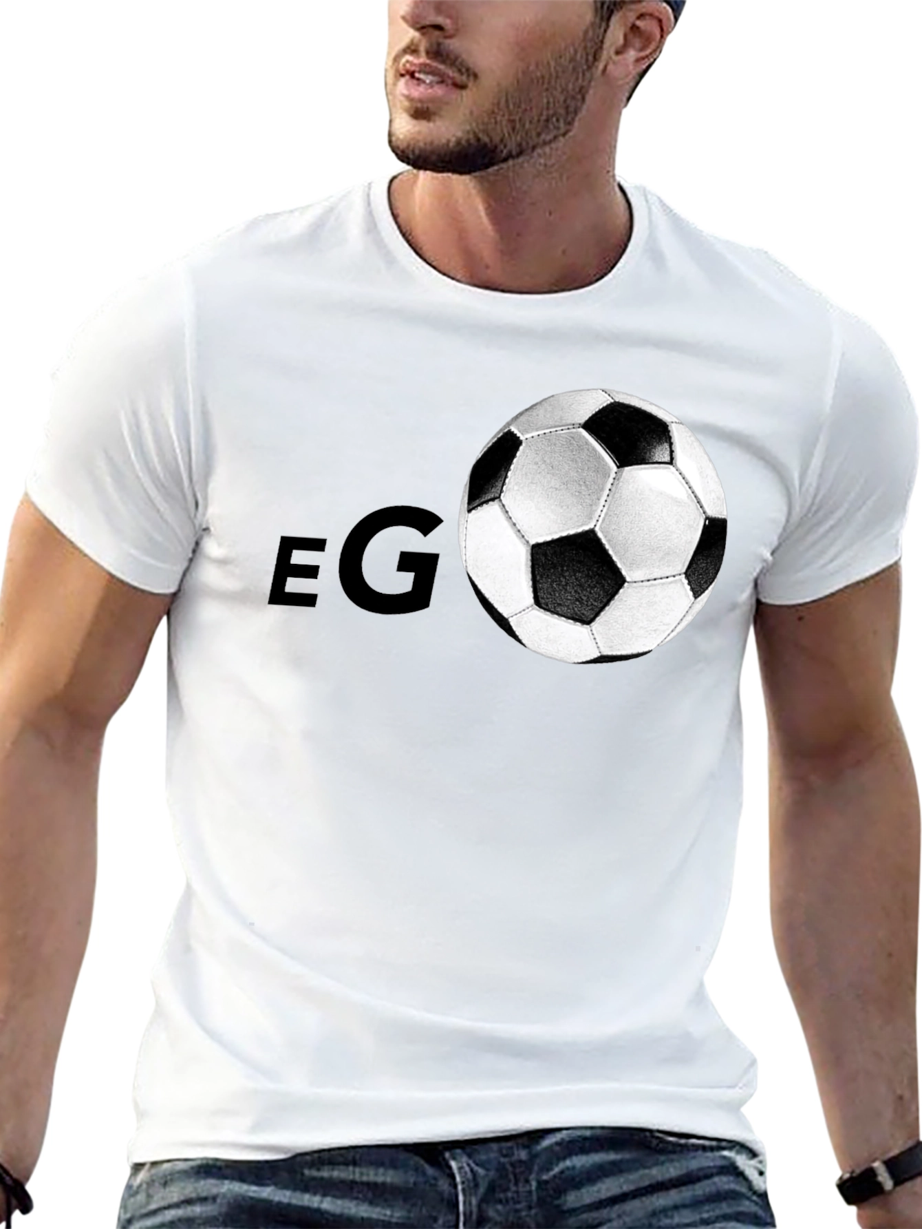 Mens Soccer Ball Graphic Black T-Shirt