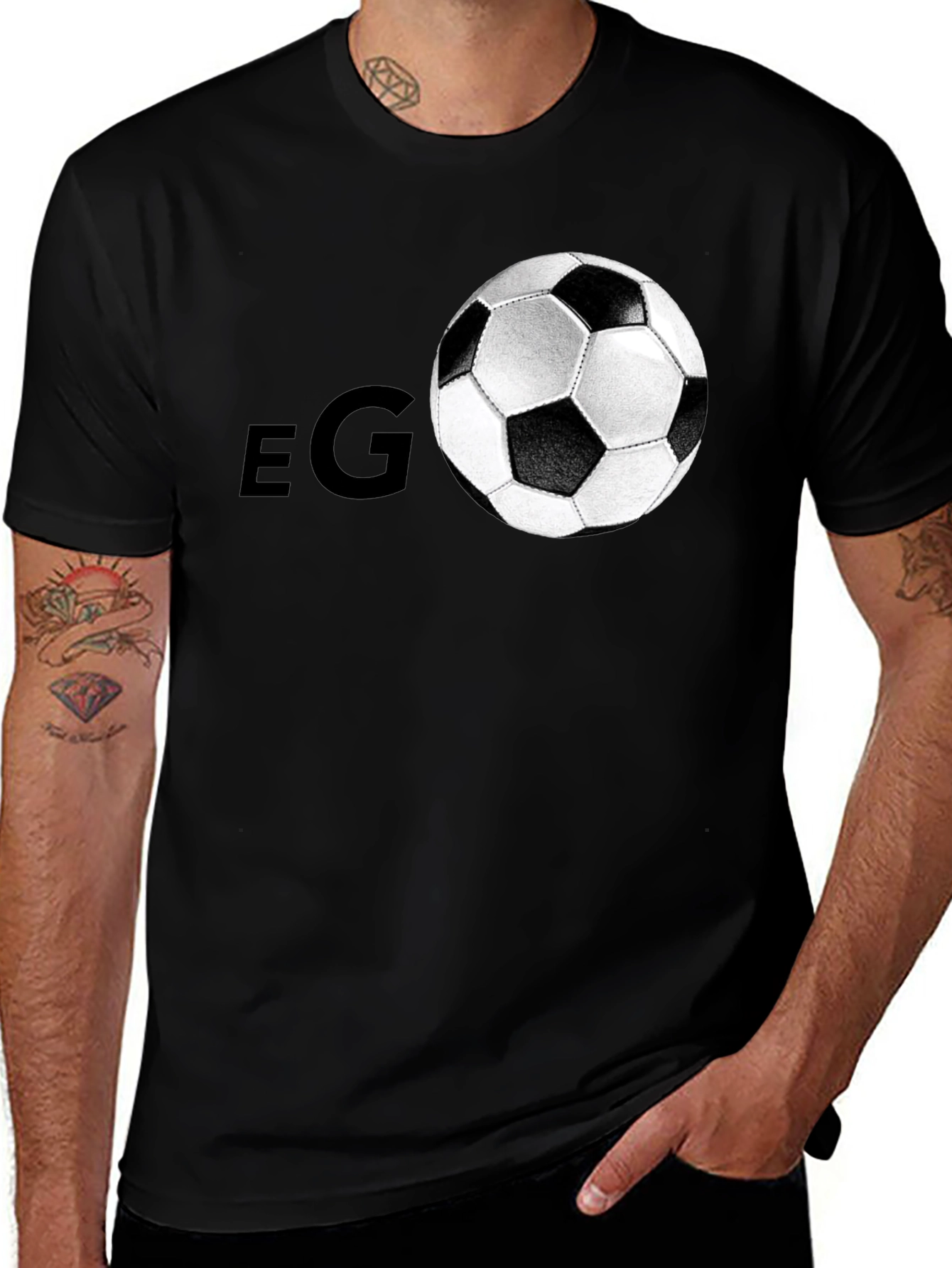 Mens Soccer Ball Graphic Black T-Shirt