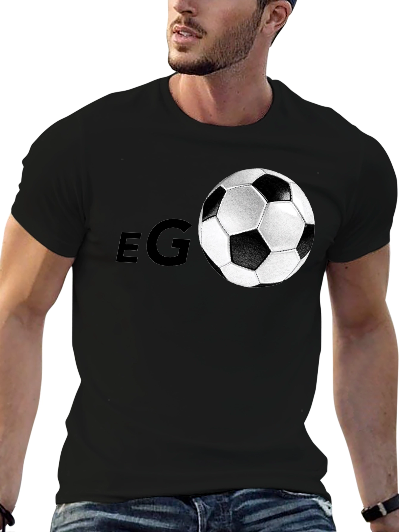 Mens Soccer Ball Graphic Black T-Shirt