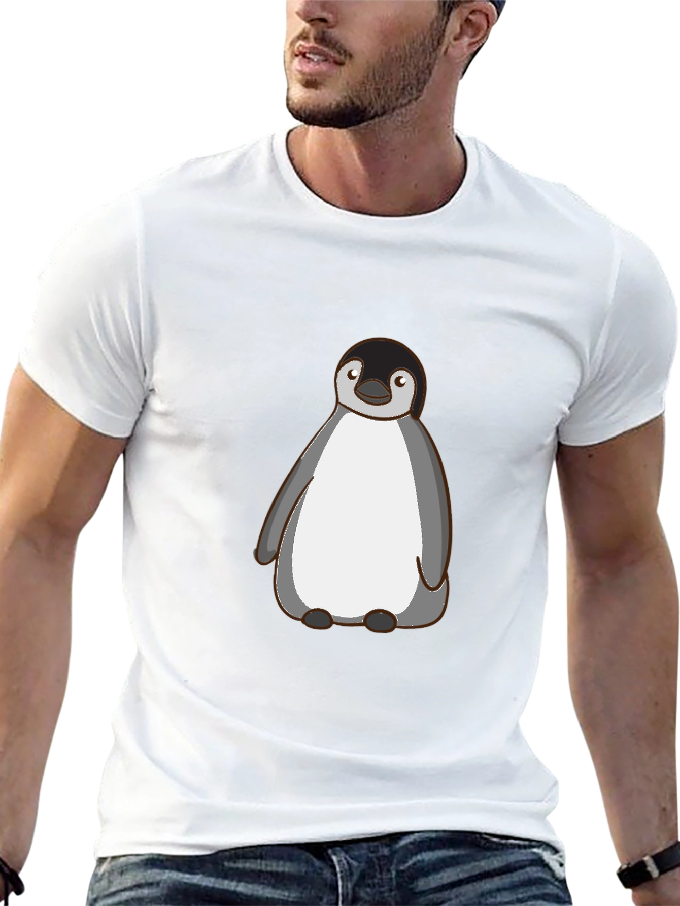 Cute Penguin Graphic T-Shirt - Mens Black Tee