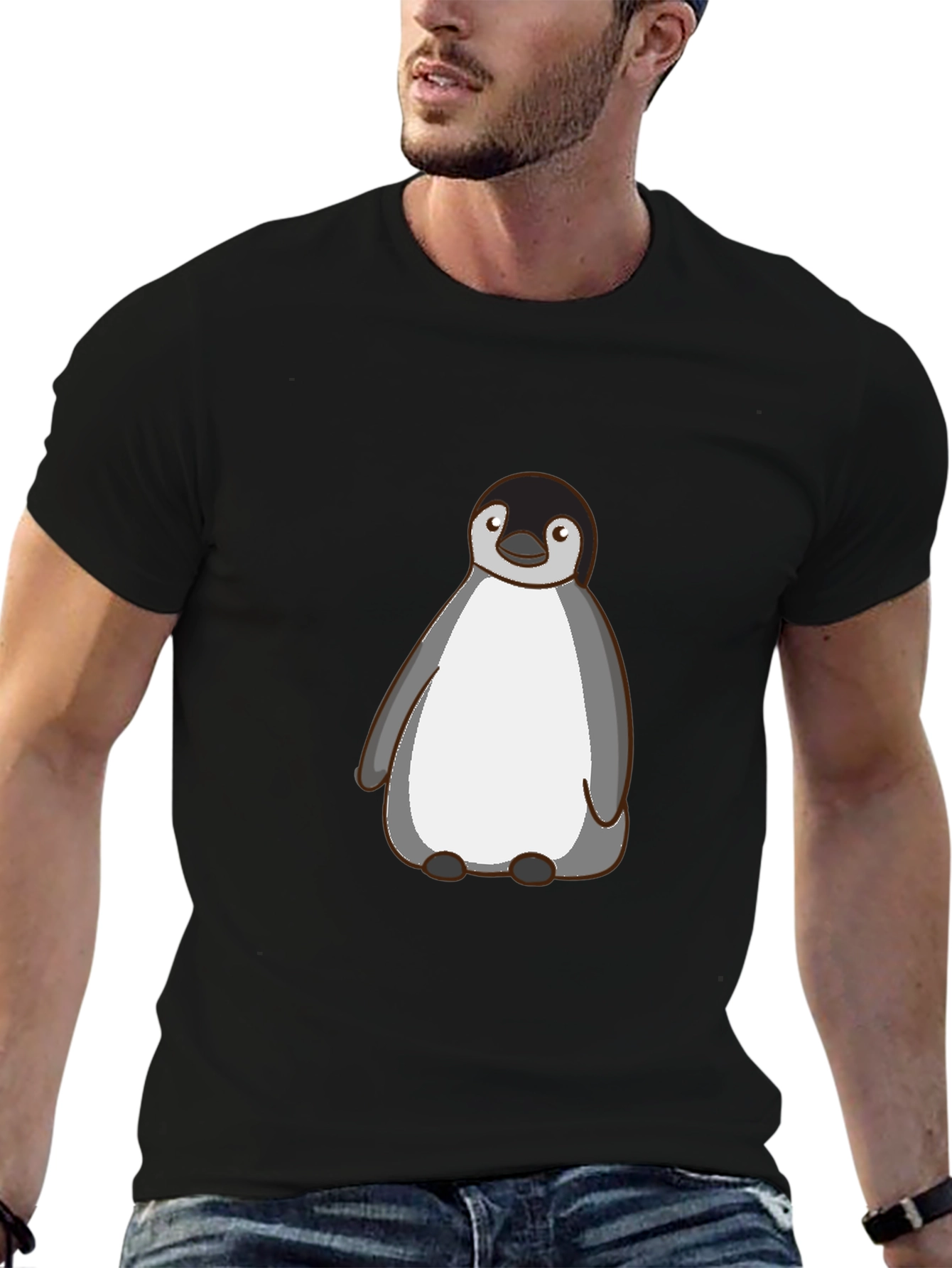 Cute Penguin Graphic T-Shirt - Mens Black Tee