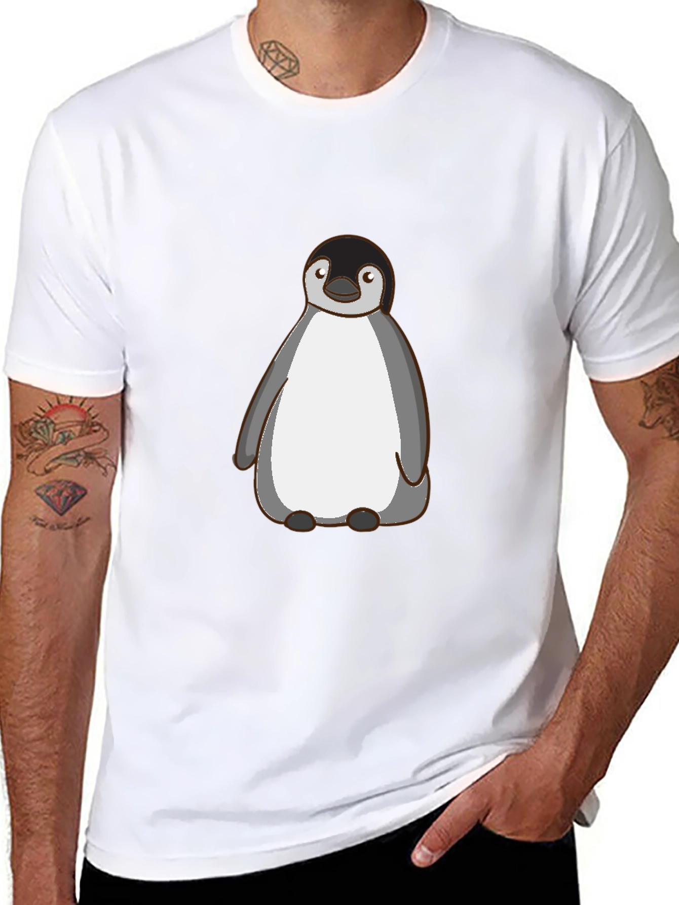 Cute Penguin Graphic T-Shirt - Mens Black Tee