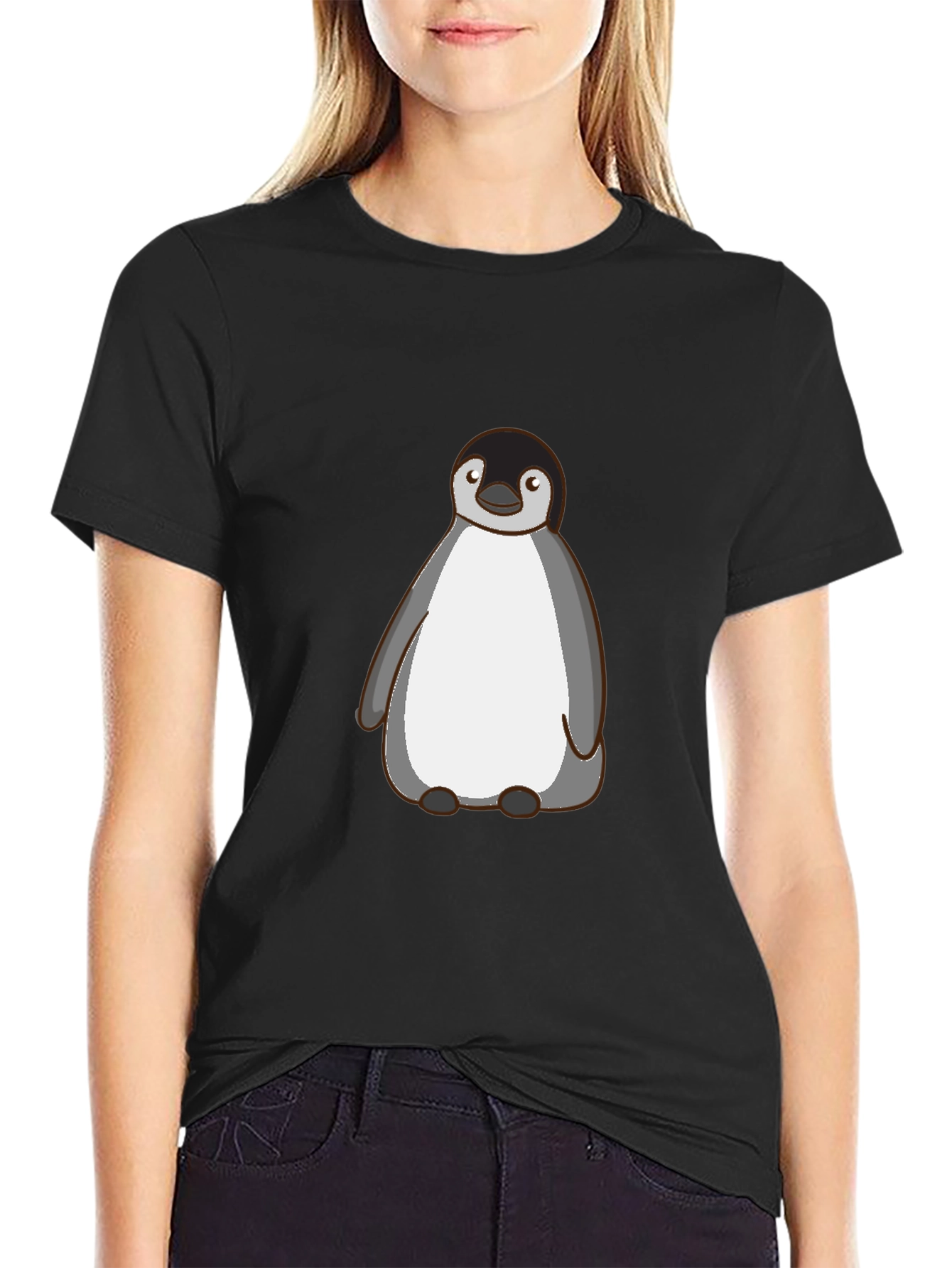 Cute Penguin Graphic T-Shirt - Mens Black Tee