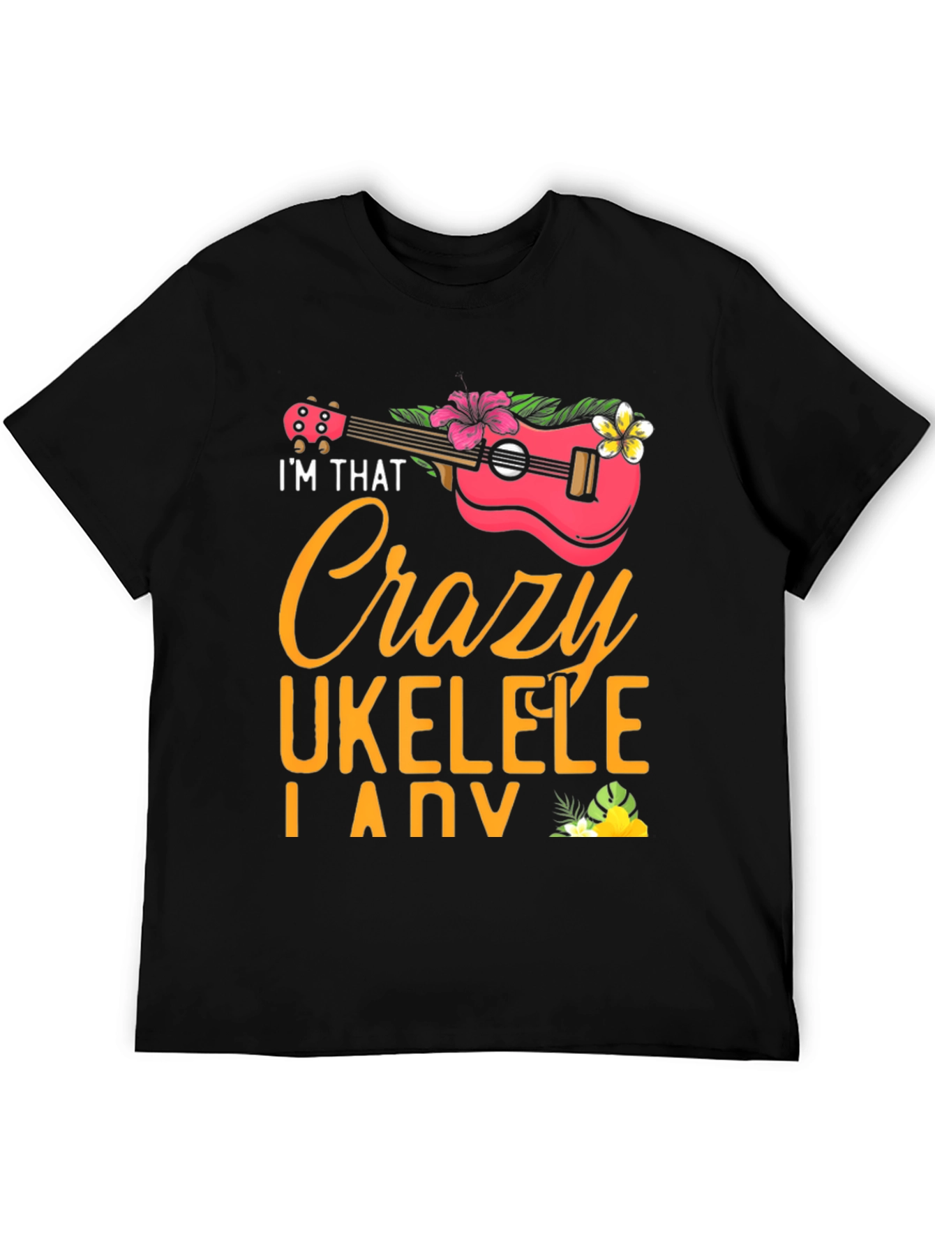 Crazy Ukulele Lady Graphic T-Shirt