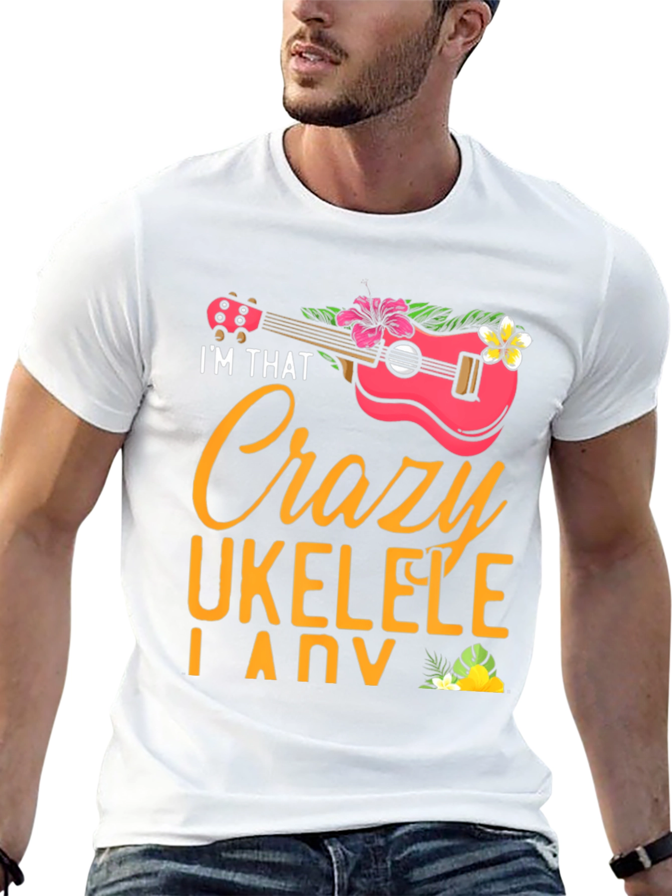 Crazy Ukulele Lady Graphic T-Shirt