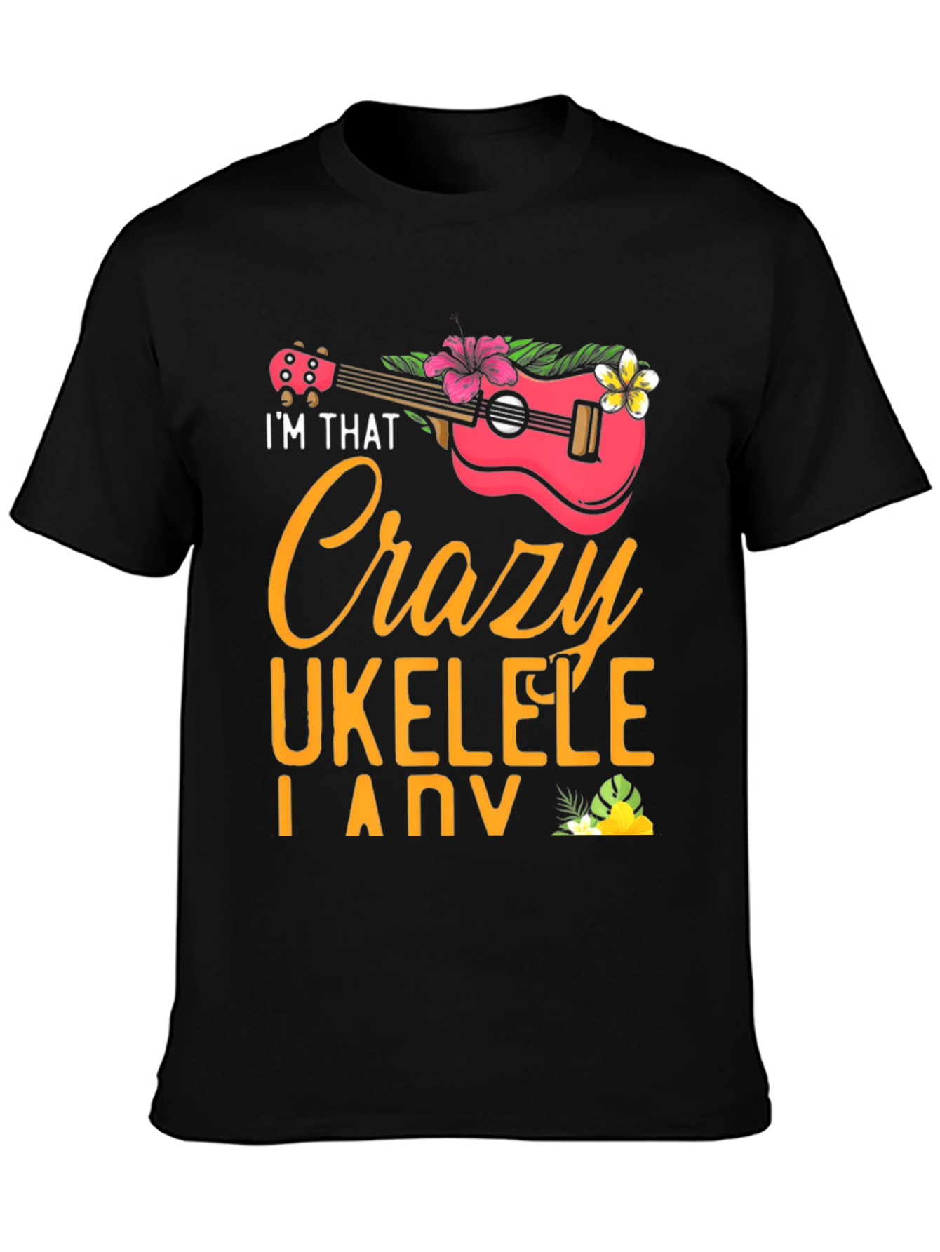 Crazy Ukulele Lady Graphic T-Shirt