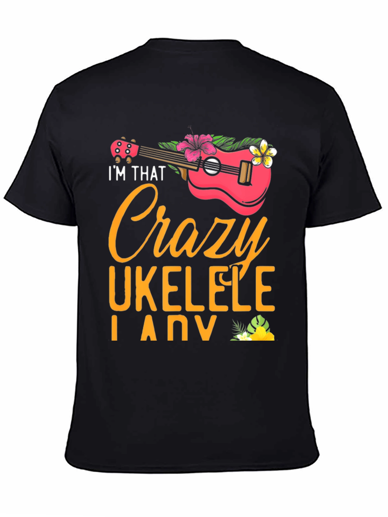 Crazy Ukulele Lady Graphic T-Shirt
