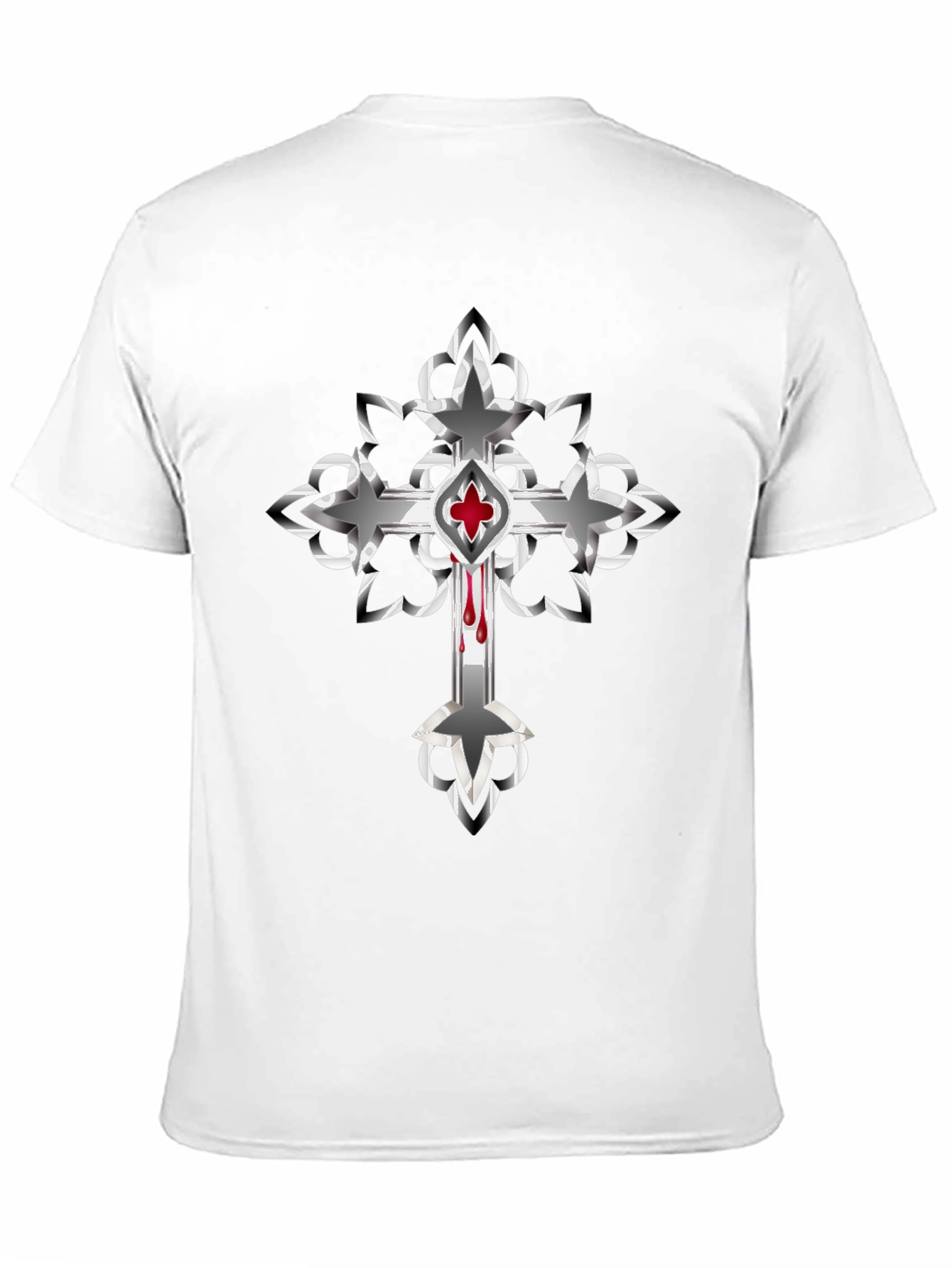 Gothic Cross Graphic Tee - Edgy Style
