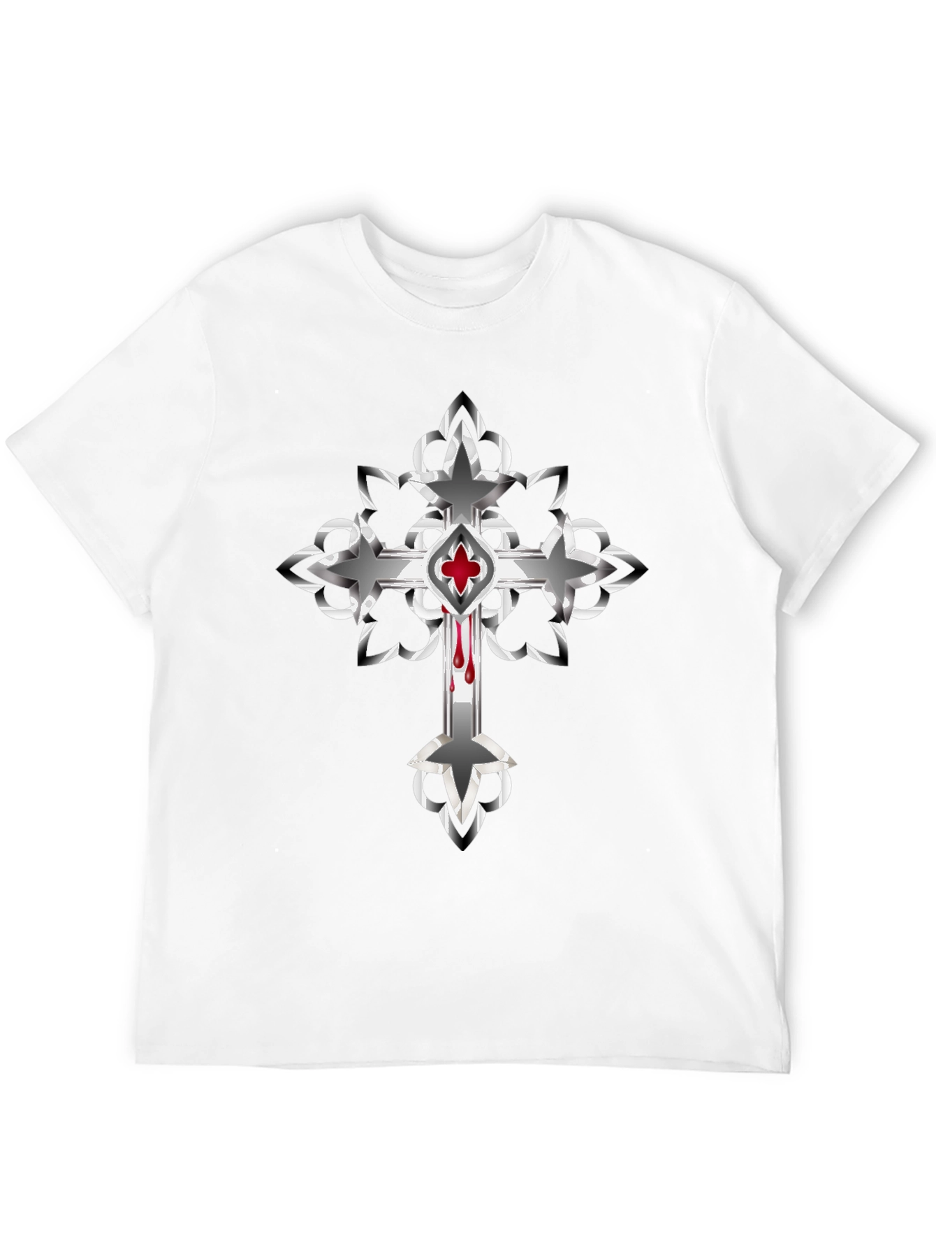 Gothic Cross Graphic Tee - Edgy Style