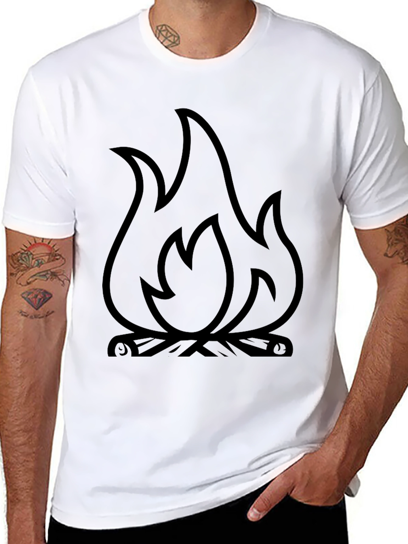 Fire Graphic T-Shirt - Black Cotton Blend Tee