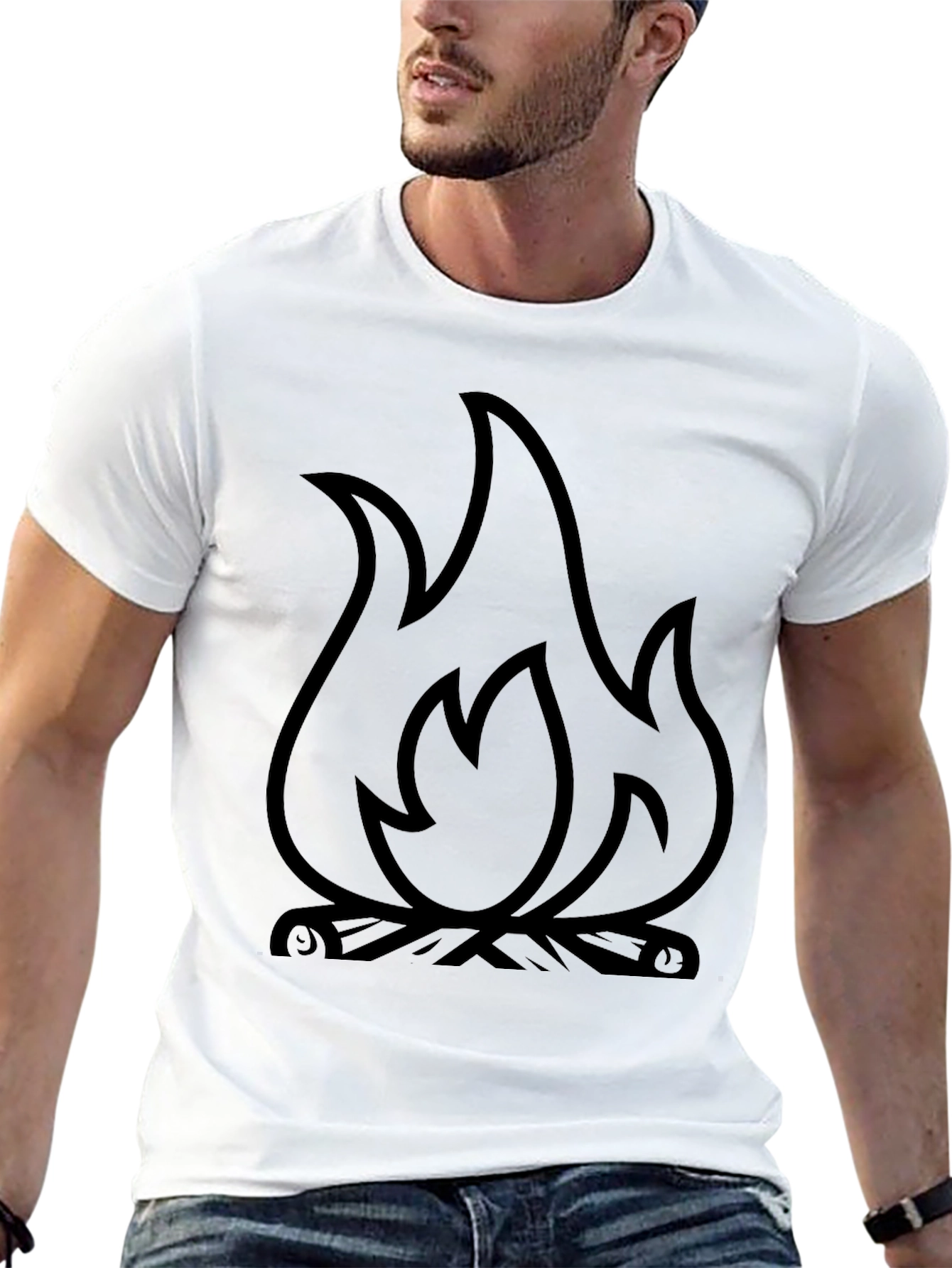 Fire Graphic T-Shirt - Black Cotton Blend Tee