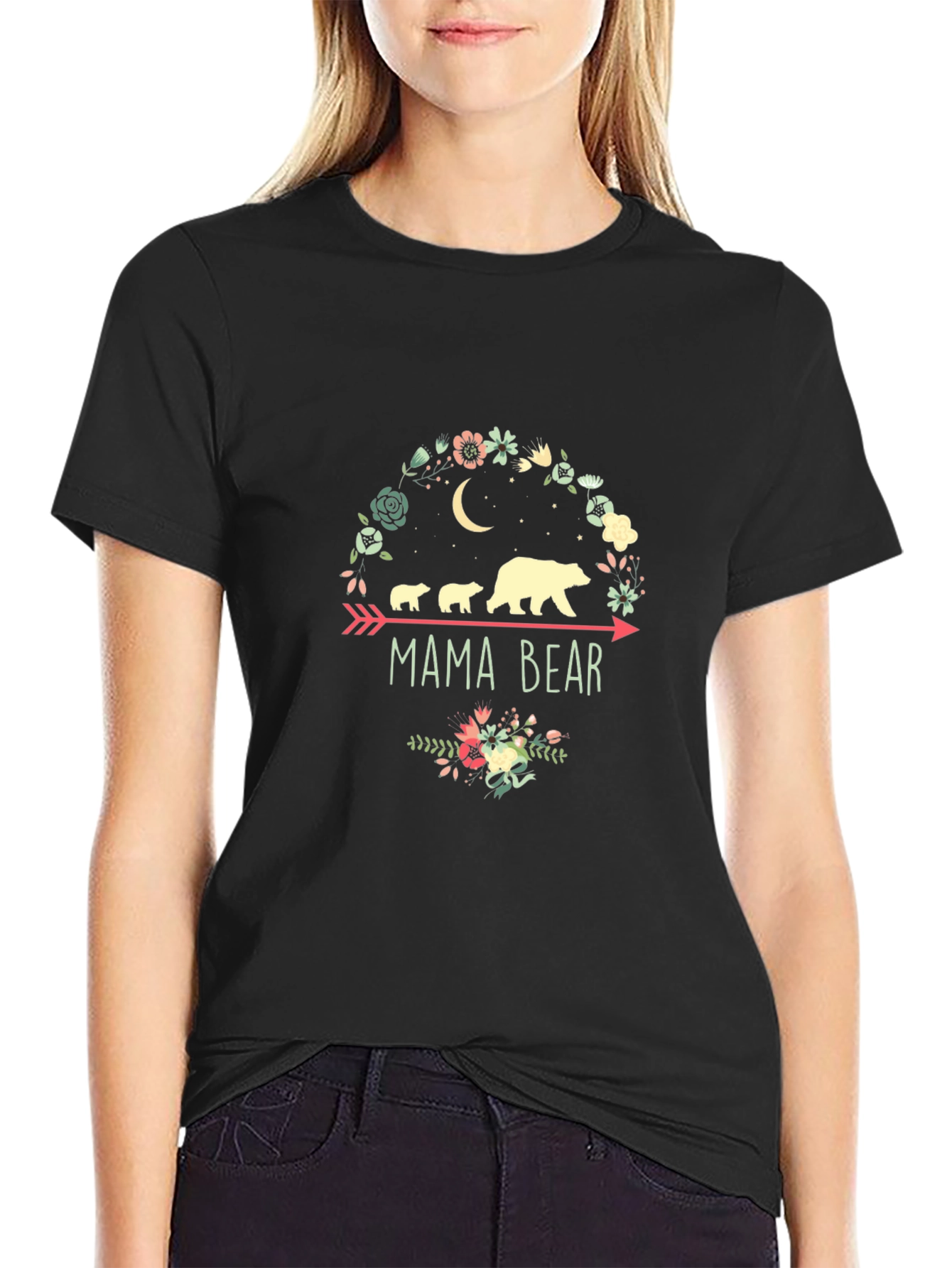 Mama Bear T-Shirt: Floral Arrow Design