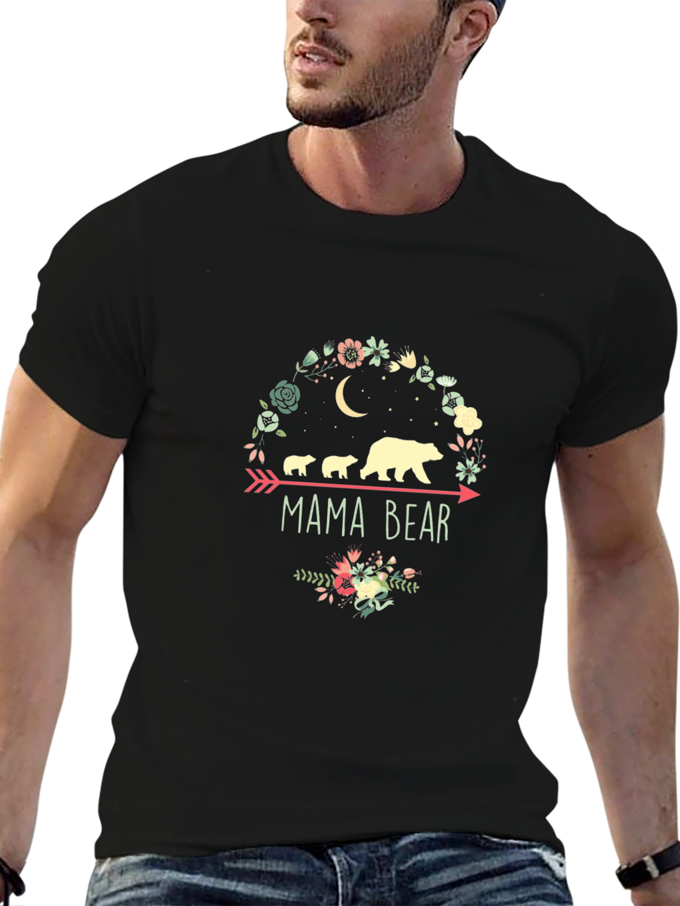 Mama Bear T-Shirt: Floral Arrow Design