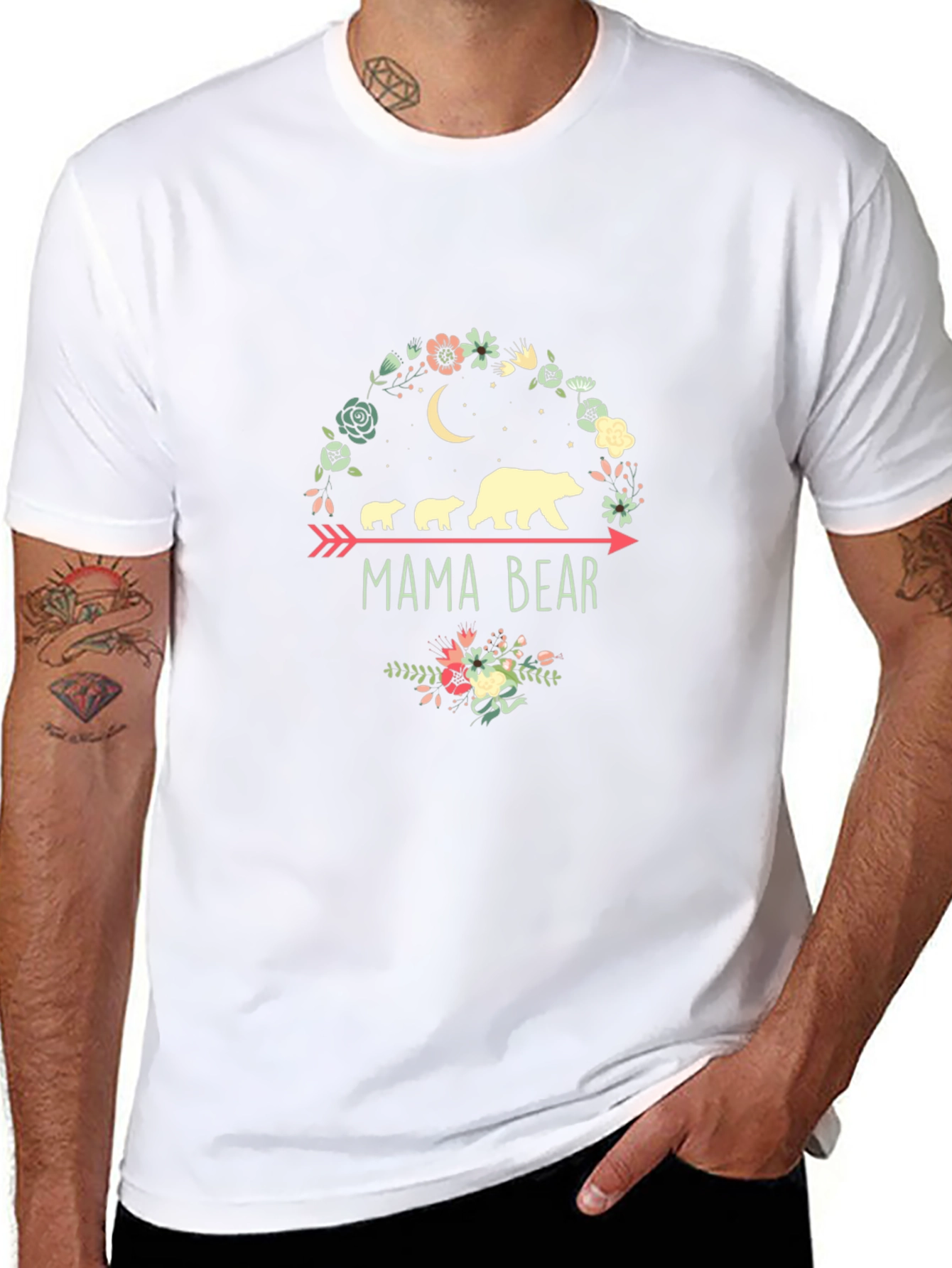 Mama Bear T-Shirt: Floral Arrow Design
