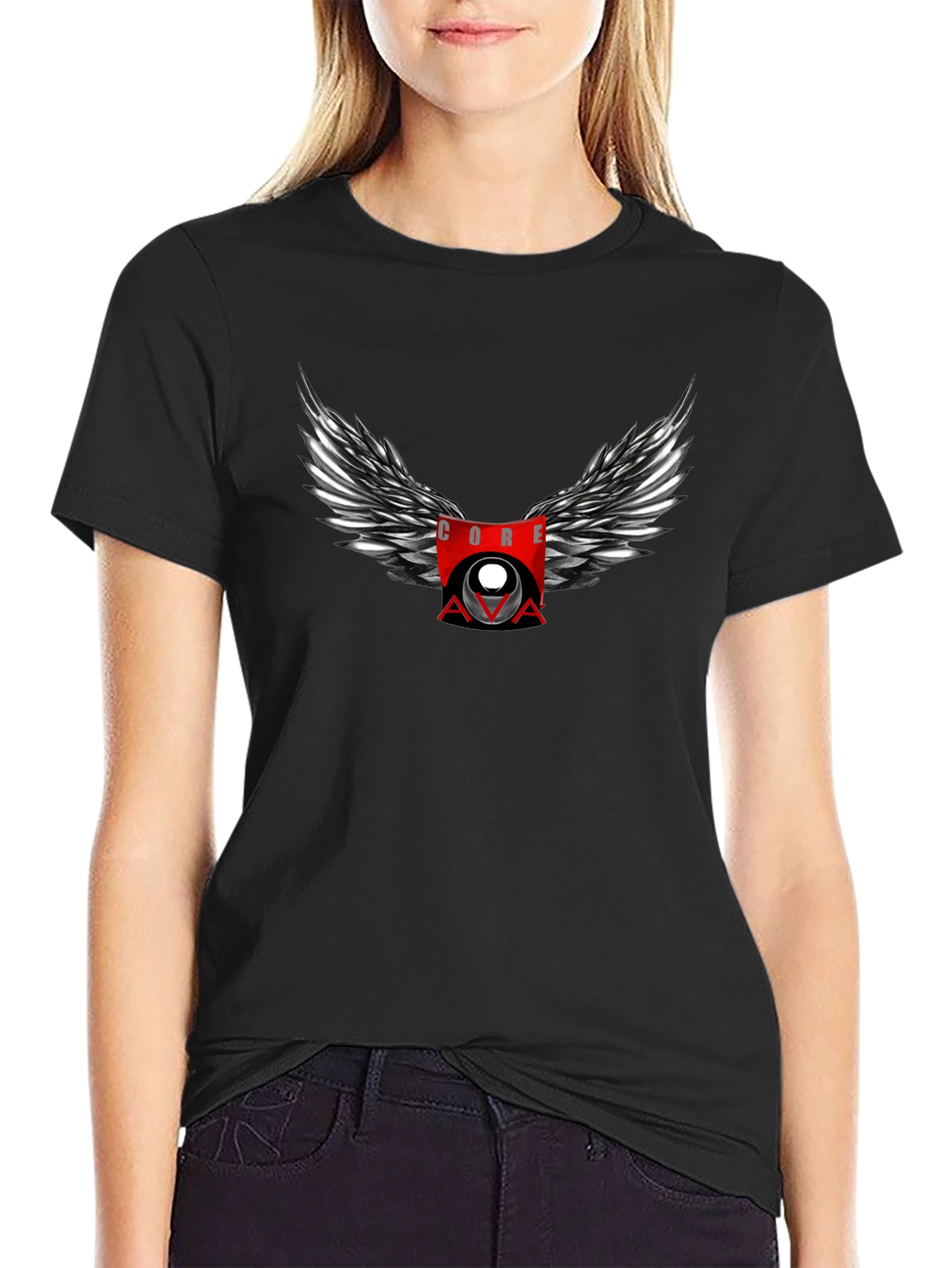 CORE AVA Winged Graphic Black T-Shirt