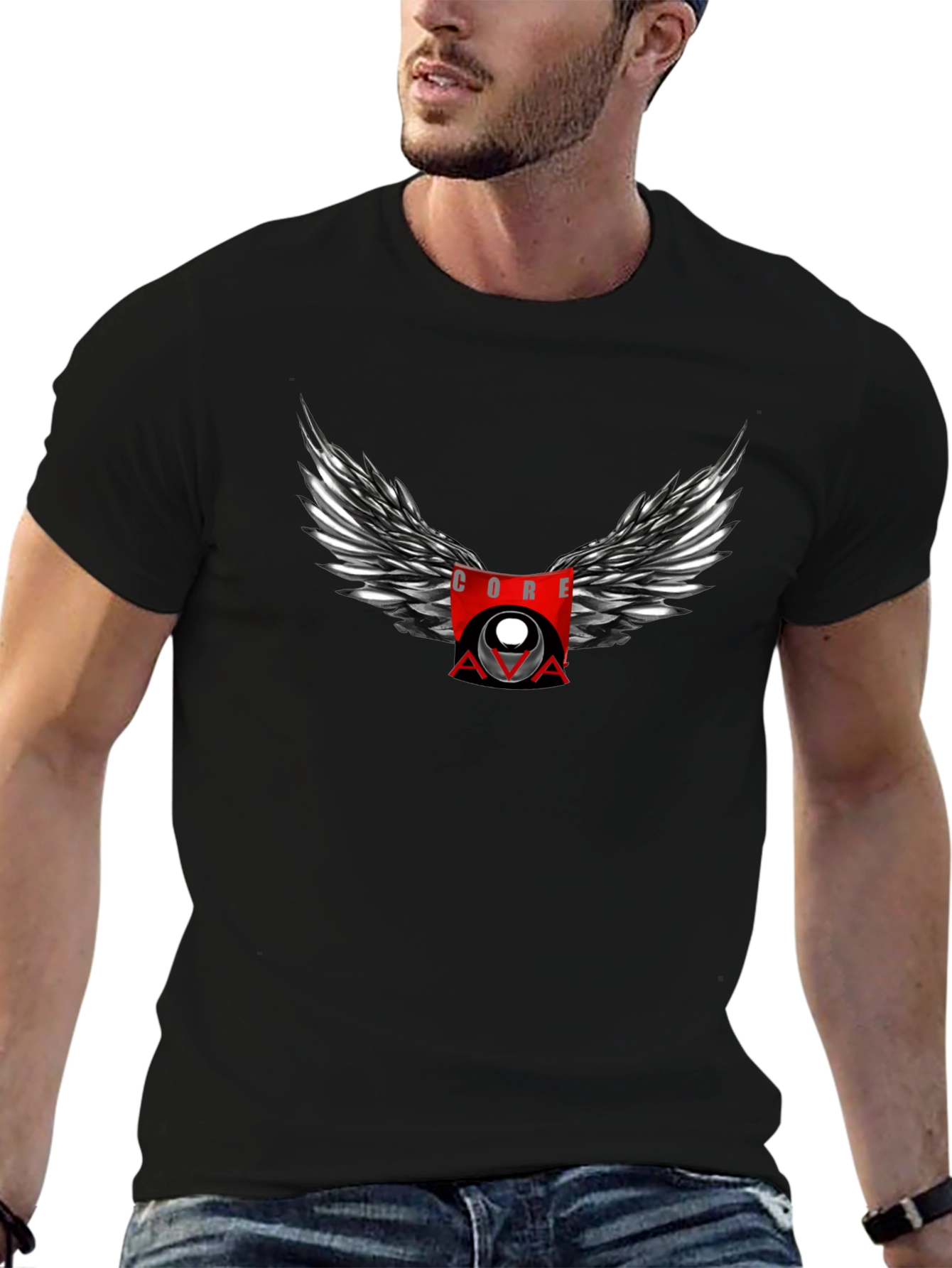 CORE AVA Winged Graphic Black T-Shirt