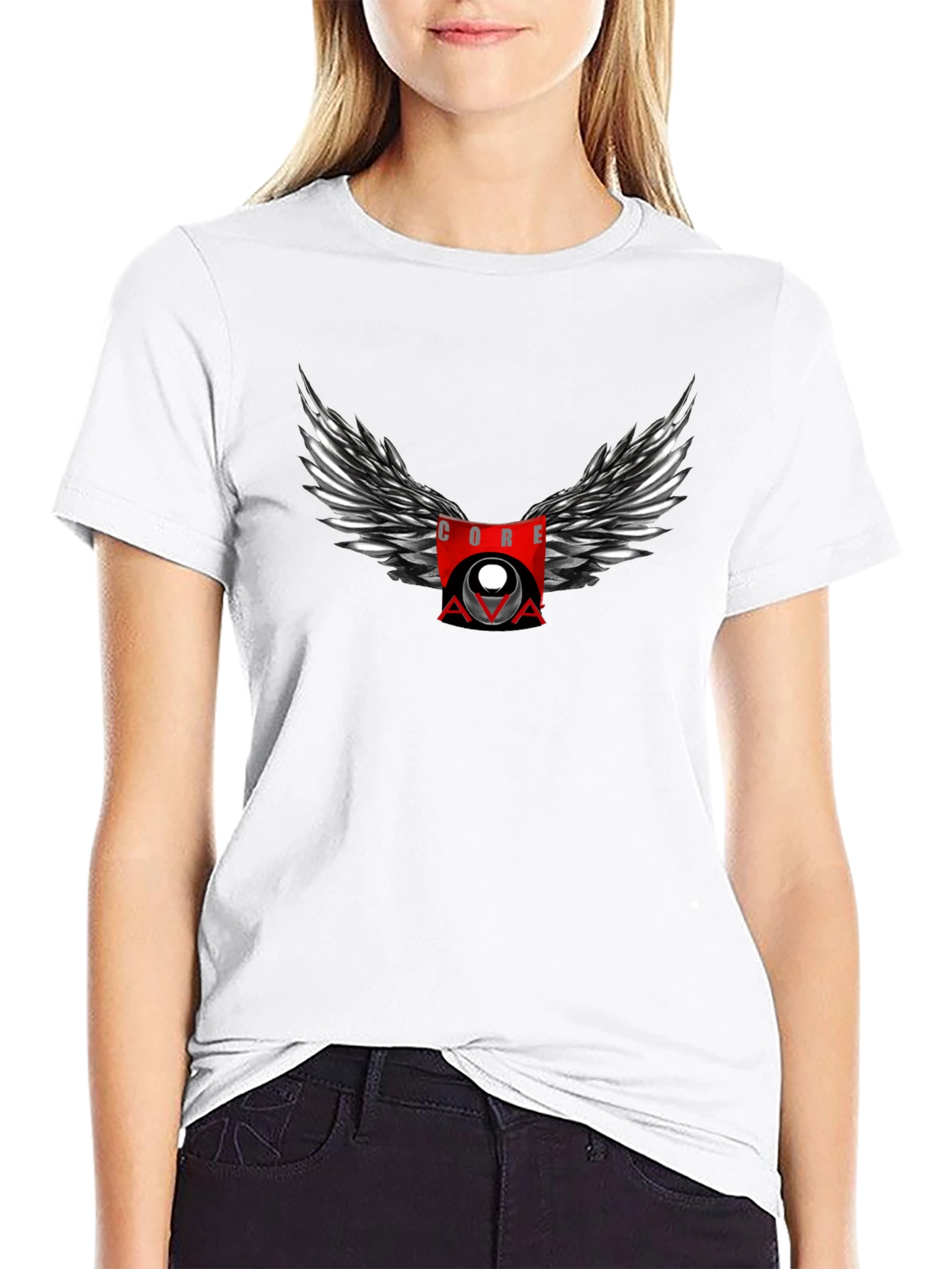 CORE AVA Winged Graphic Black T-Shirt