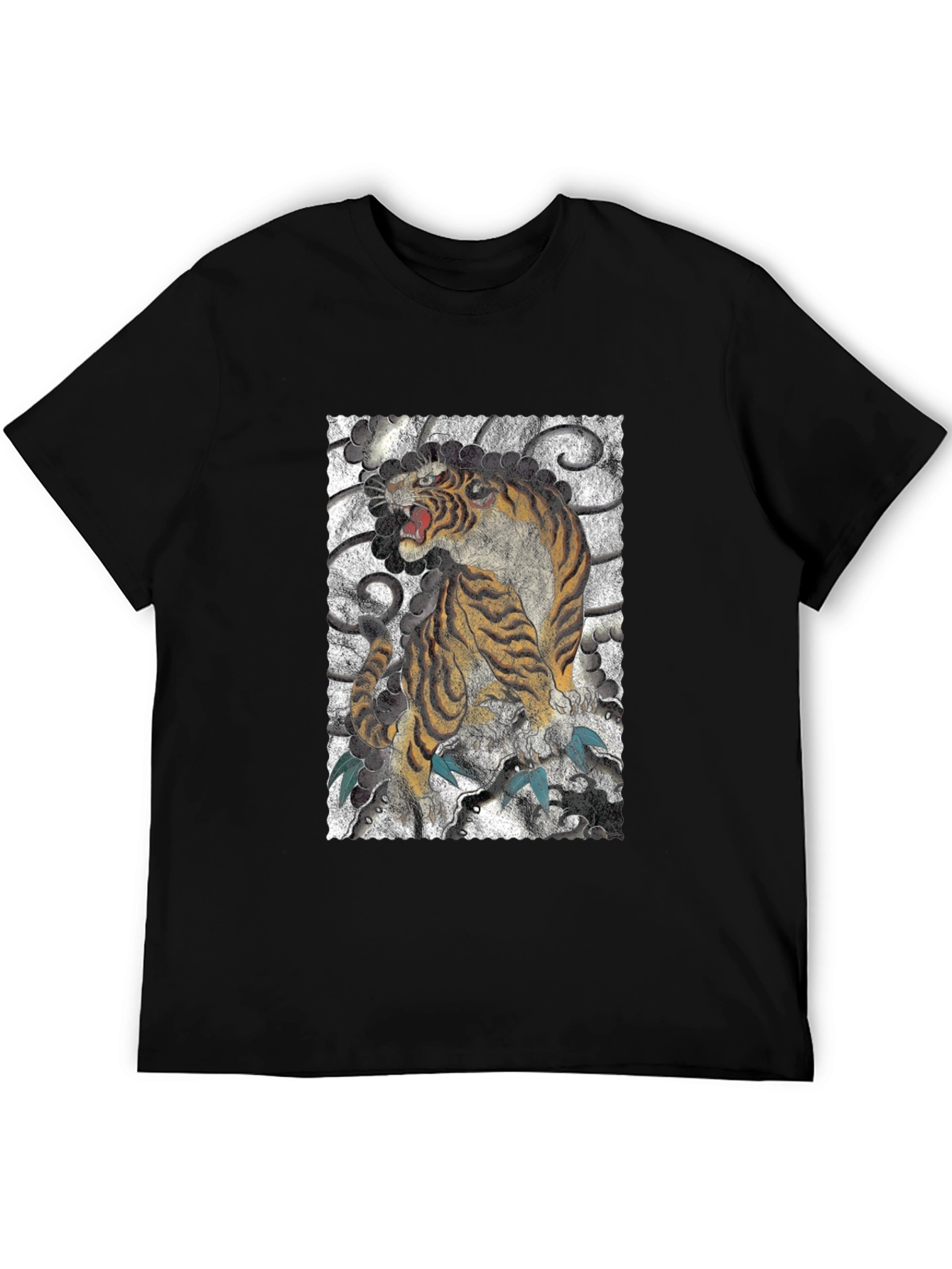 Tiger Graphic Print Black T-Shirt
