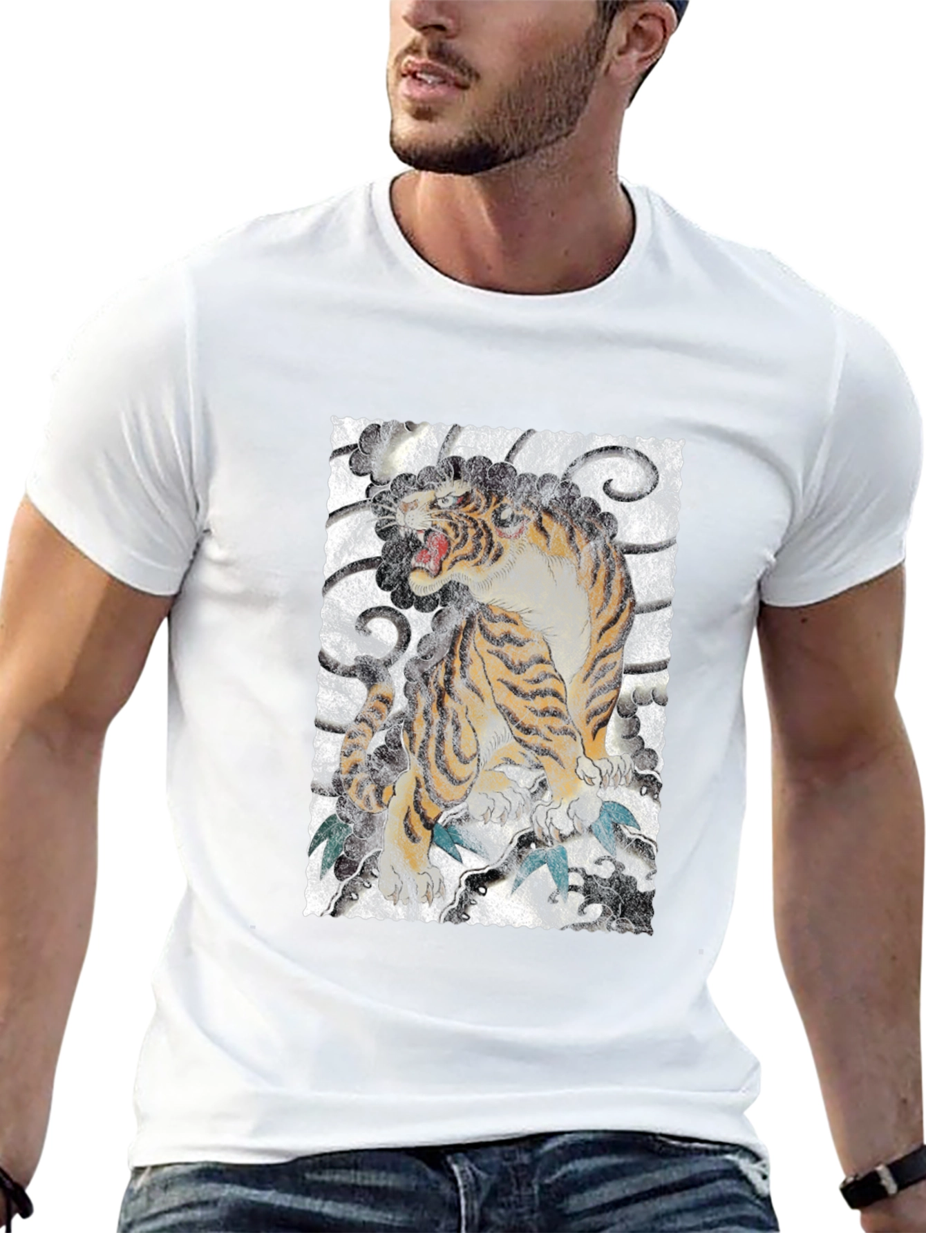 Tiger Graphic Print Black T-Shirt
