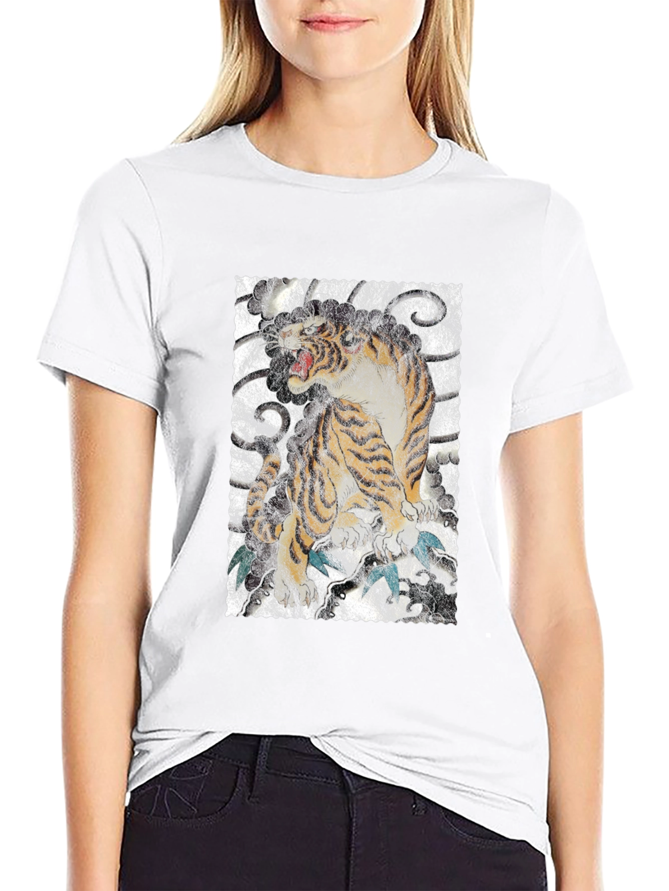 Tiger Graphic Print Black T-Shirt
