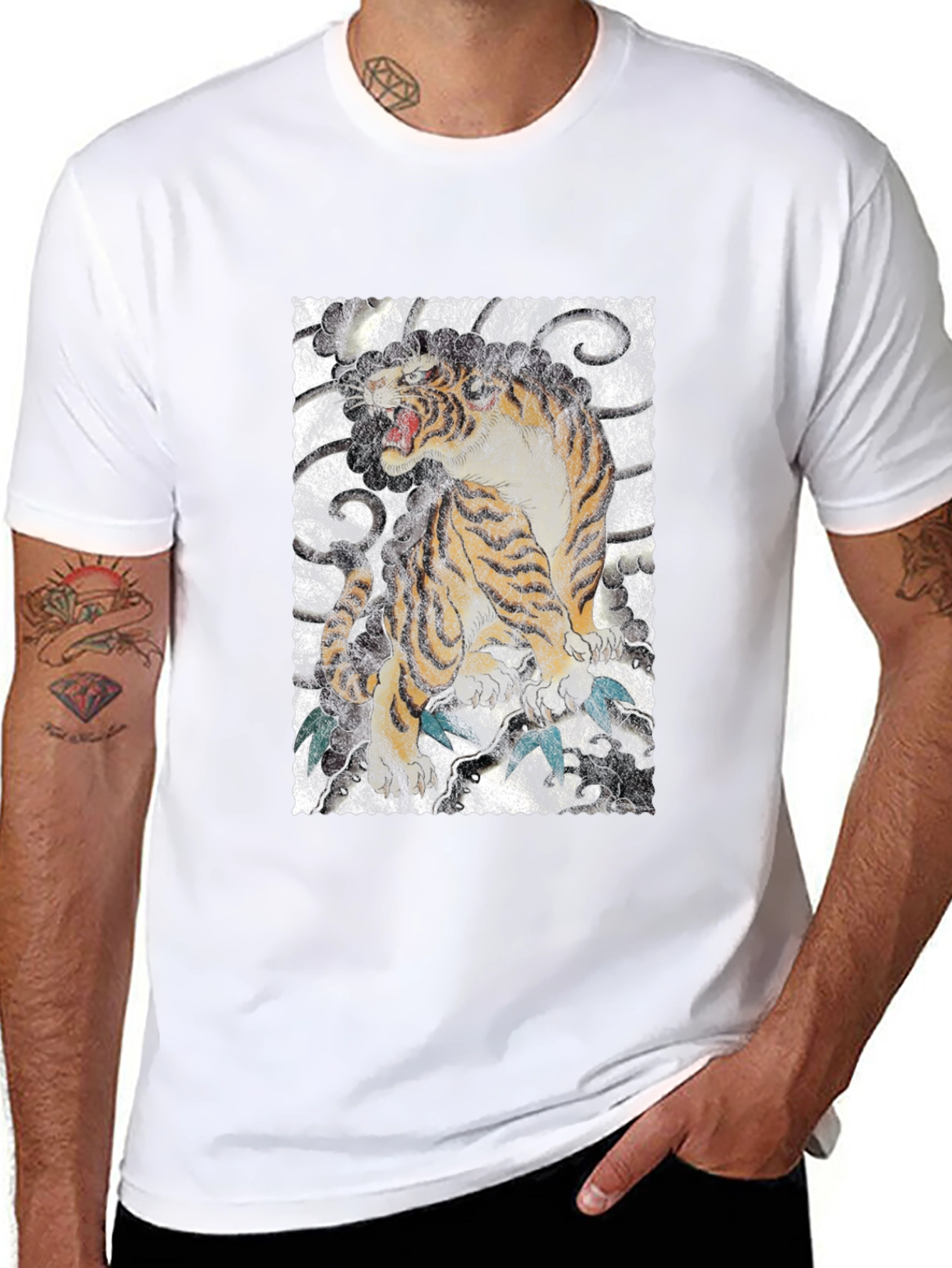 Tiger Graphic Print Black T-Shirt