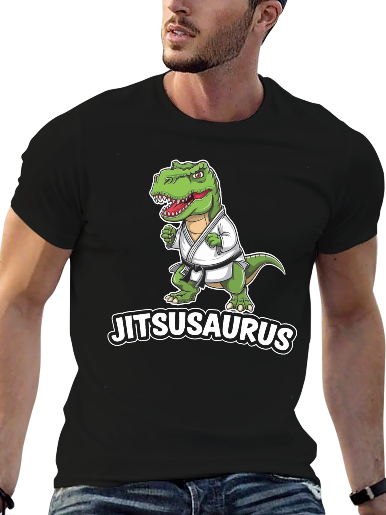 Jitsusaurus Black T-Shirt - Funny Jiu Jitsu Dinosaur Tee