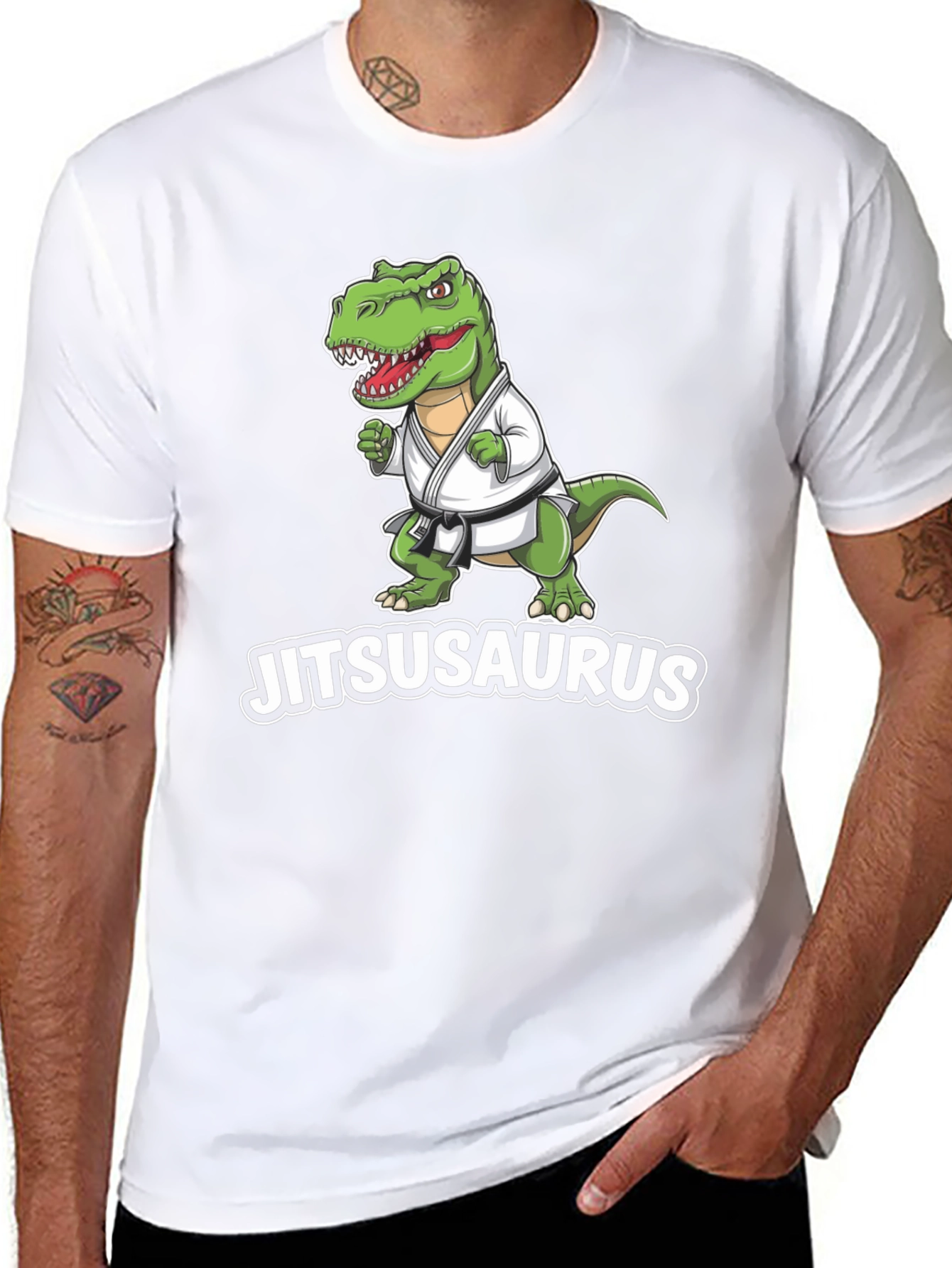 Jitsusaurus Black T-Shirt - Funny Jiu Jitsu Dinosaur Tee