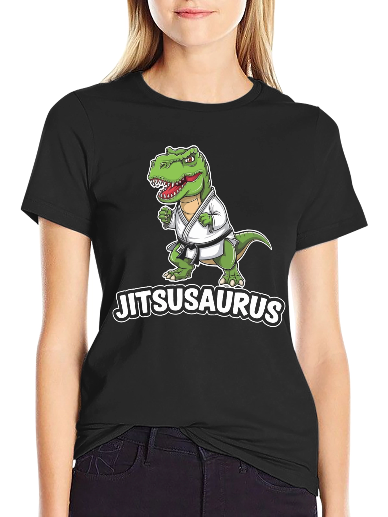 Jitsusaurus Black T-Shirt - Funny Jiu Jitsu Dinosaur Tee