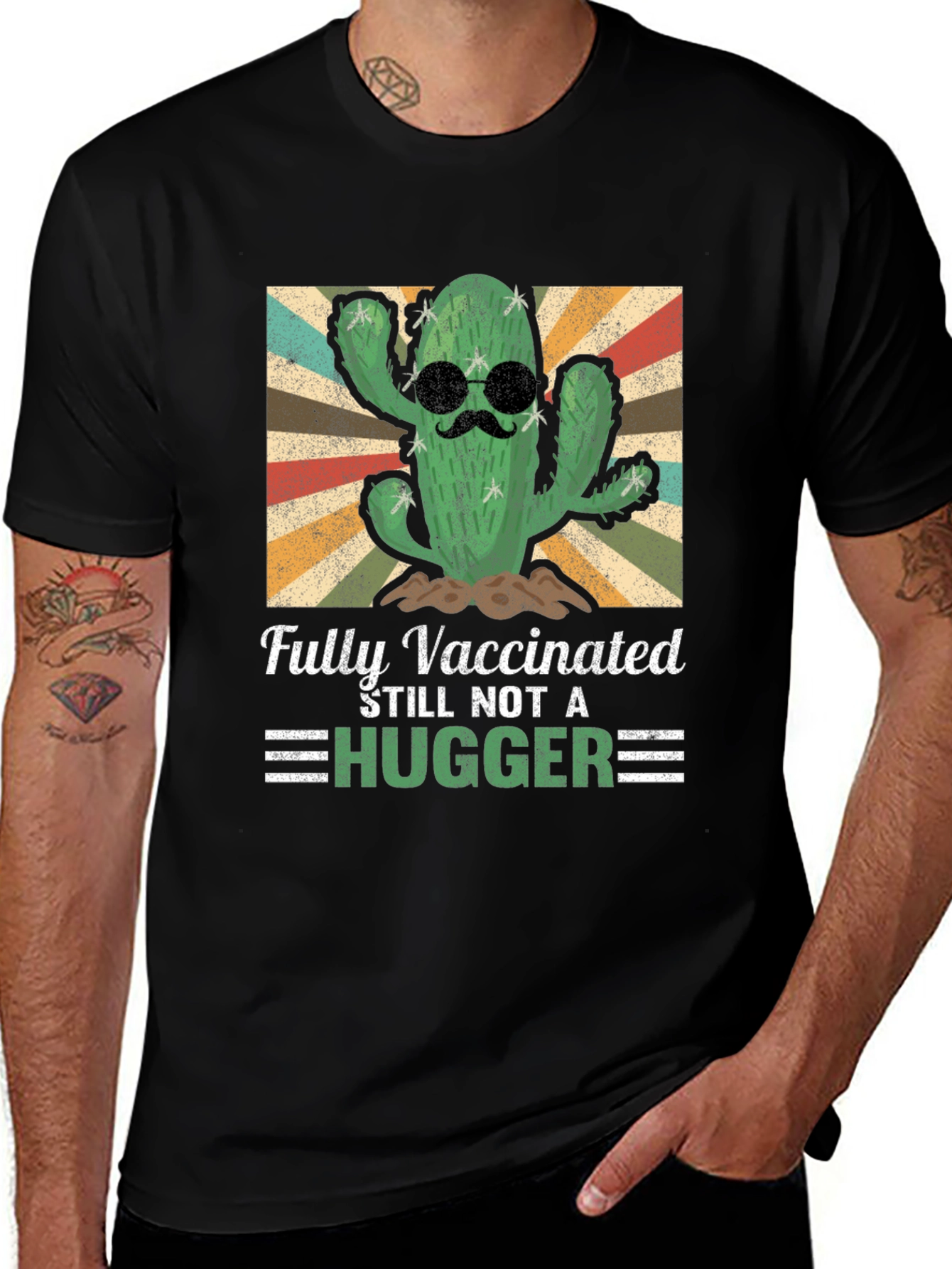 Fully Vaccinated Cactus T-Shirt - Stay Away Hugger