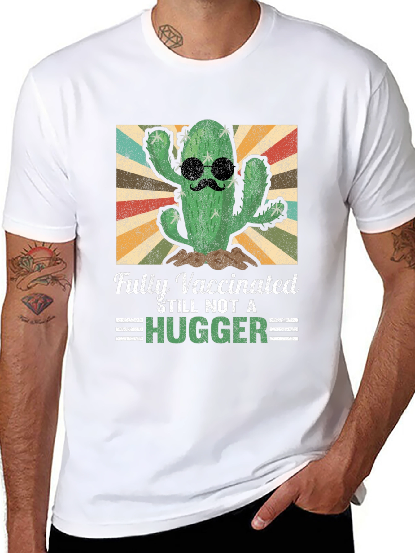 Fully Vaccinated Cactus T-Shirt - Stay Away Hugger