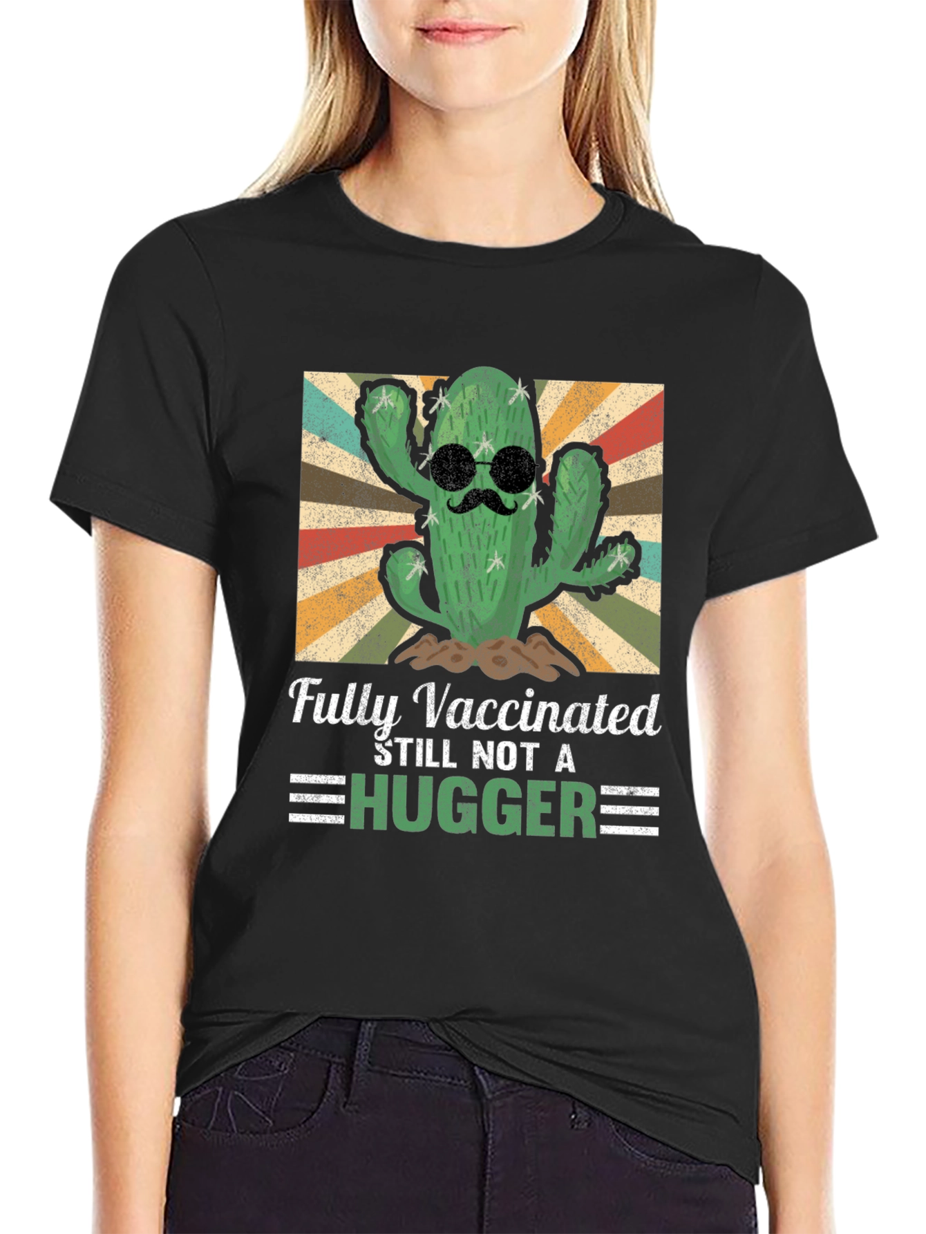 Fully Vaccinated Cactus T-Shirt - Stay Away Hugger