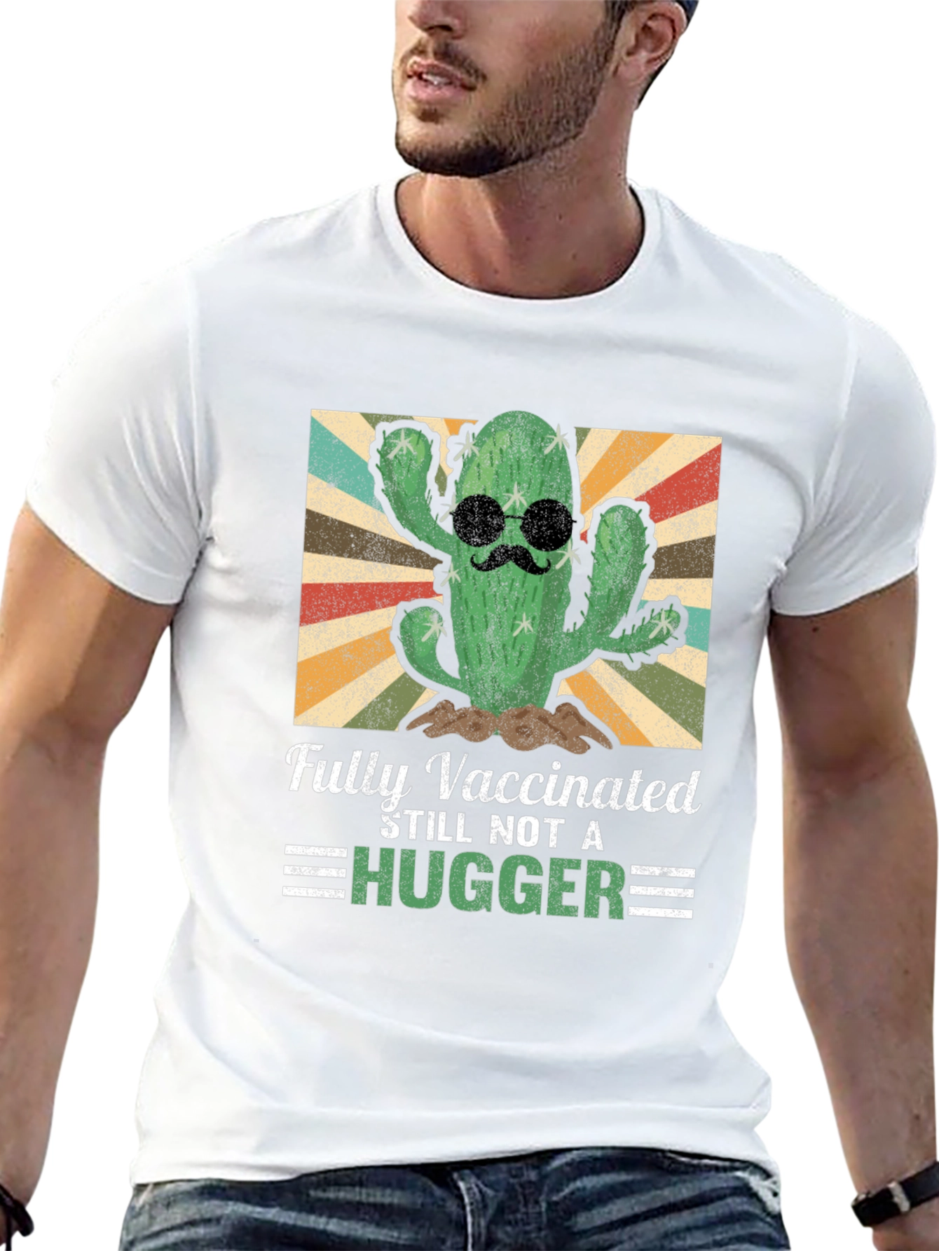 Fully Vaccinated Cactus T-Shirt - Stay Away Hugger