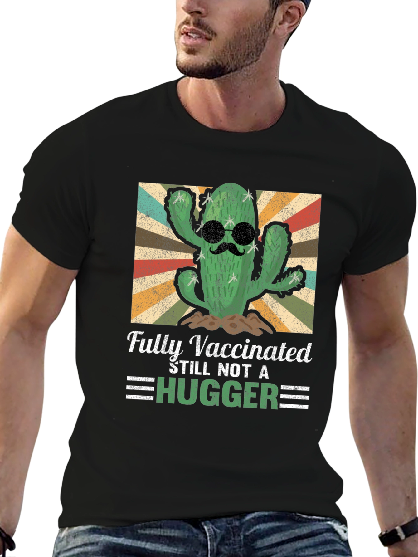 Fully Vaccinated Cactus T-Shirt - Stay Away Hugger