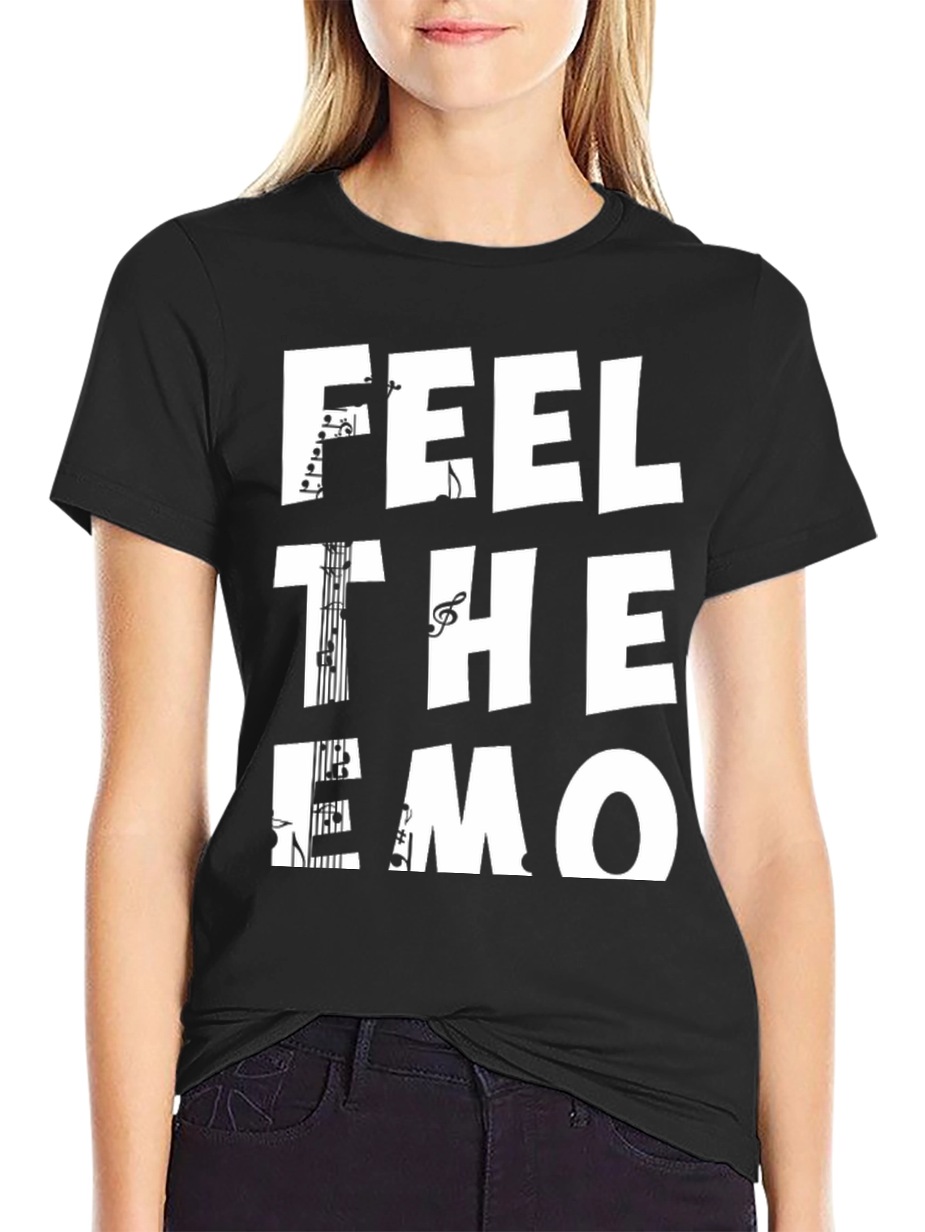Feel the Emo Music T-Shirt - Black Graphic Tee