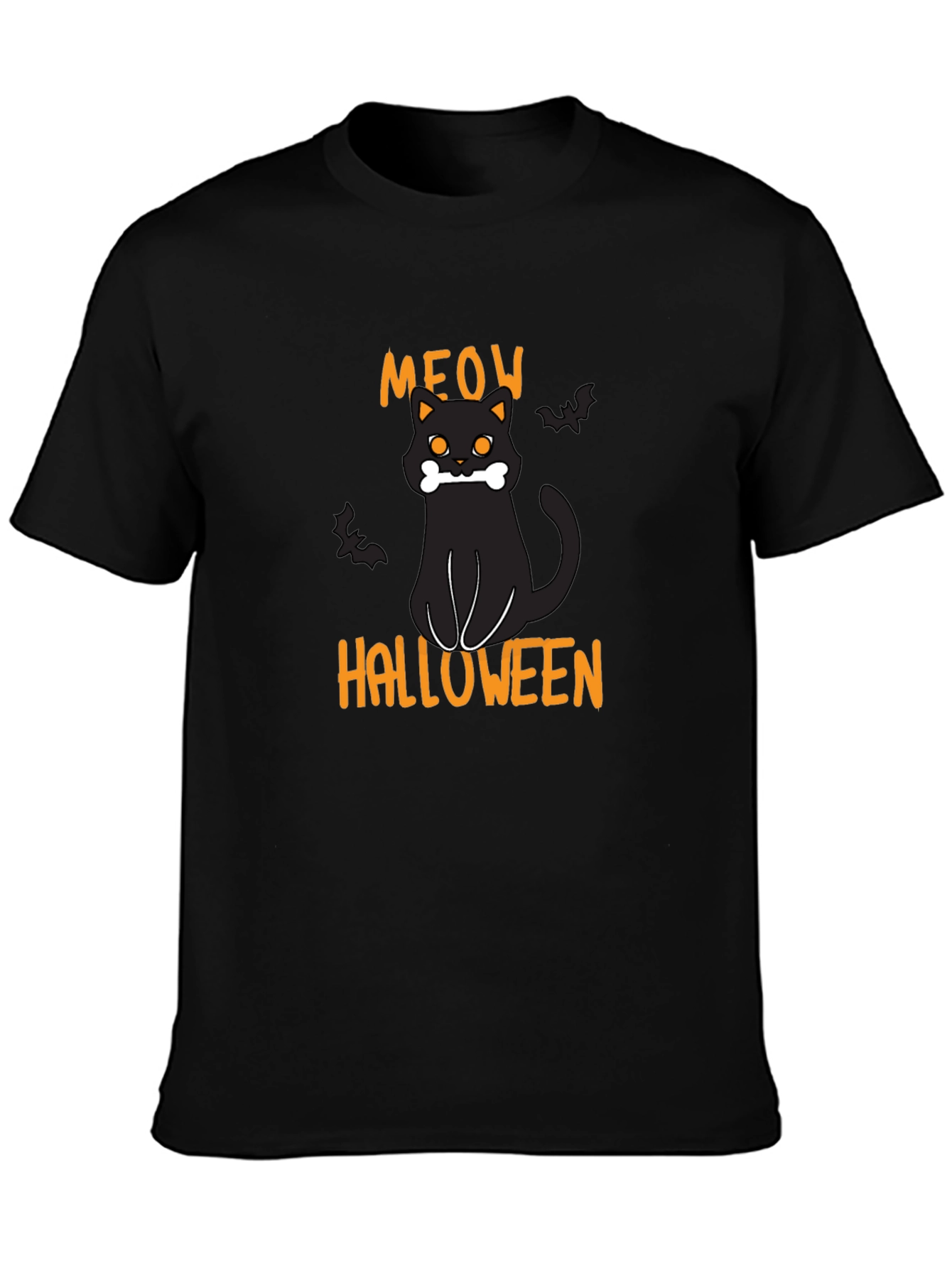 Halloween Meow Black Cat Graphic T-Shirt