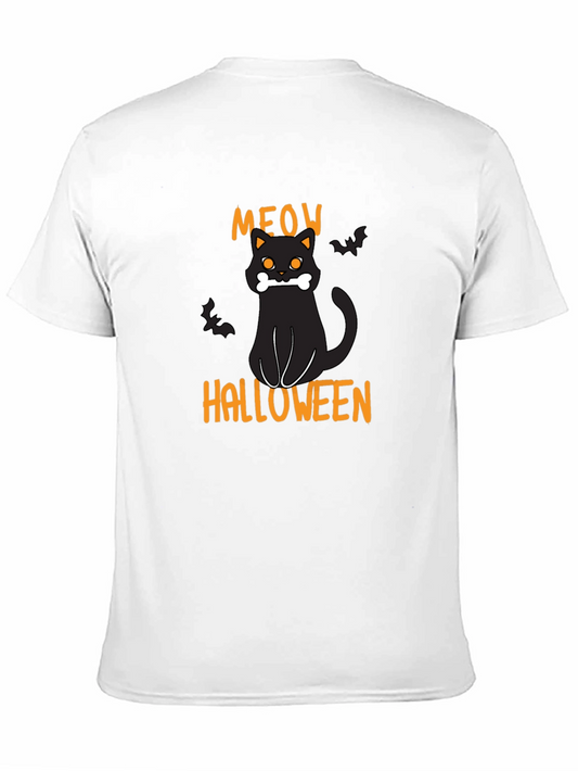 Halloween Meow Black Cat Graphic T-Shirt
