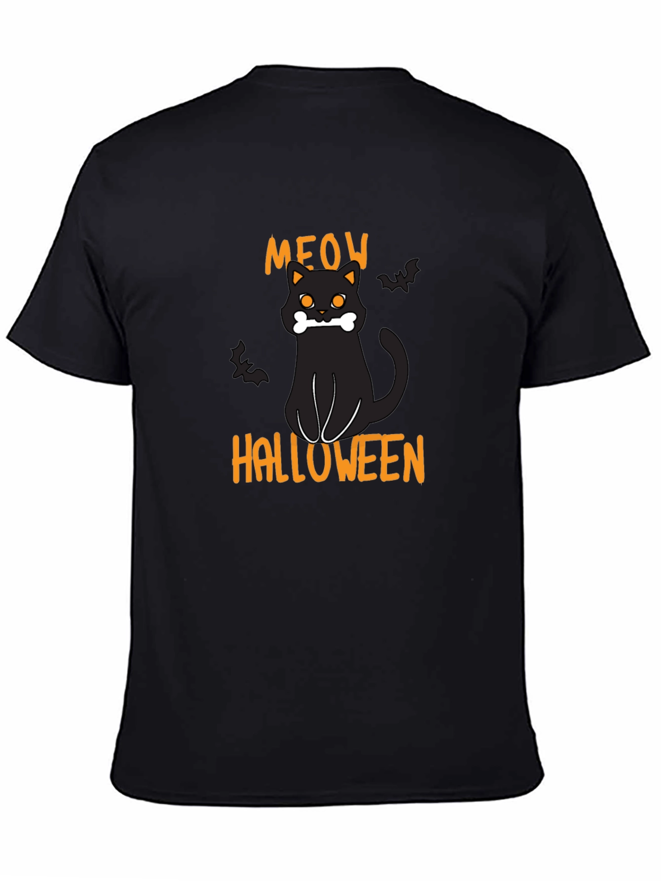 Halloween Meow Black Cat Graphic T-Shirt