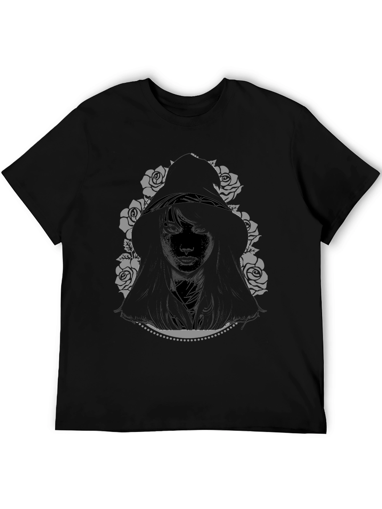 Hooded Woman Graphic Tee - Black